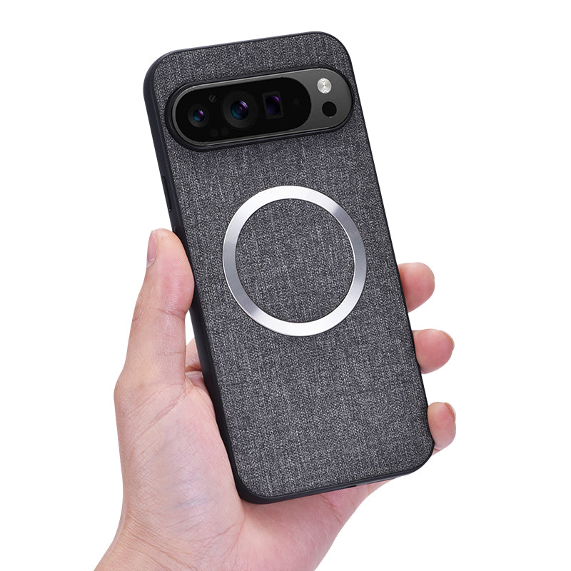 For Google Pixel 9 Pro Case TPU+Cloth Fall Protection Phone Cover Powerful Magnetic