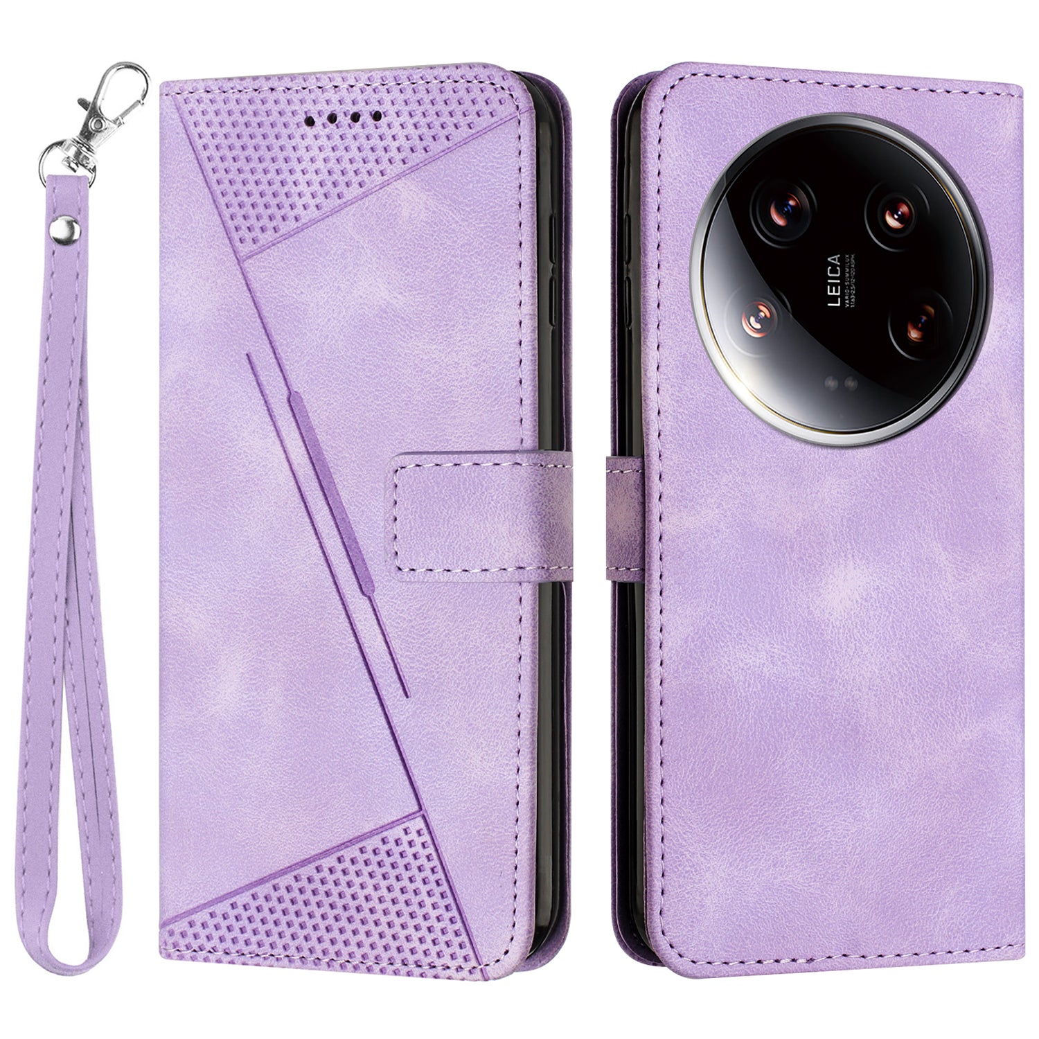 For Xiaomi 14 Ultra Leather Case Triangle Imprinted Stand Phone Cover