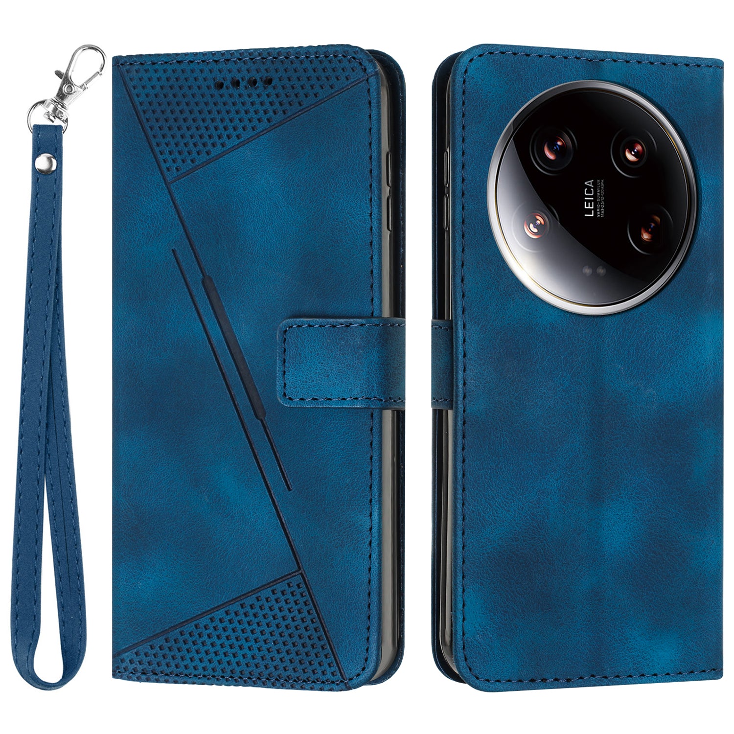 For Xiaomi 14 Ultra Leather Case Triangle Imprinted Stand Phone Cover