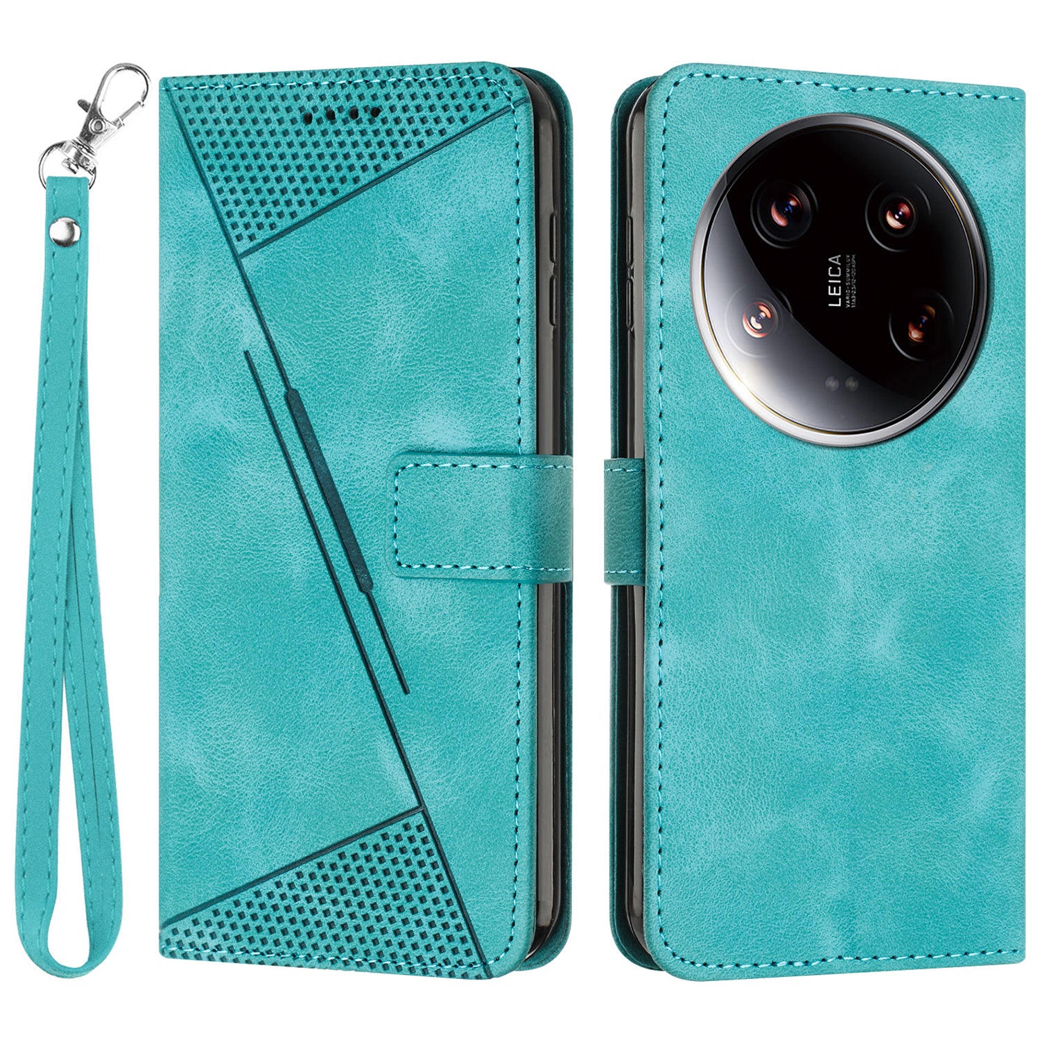 For Xiaomi 14 Ultra Leather Case Triangle Imprinted Stand Phone Cover