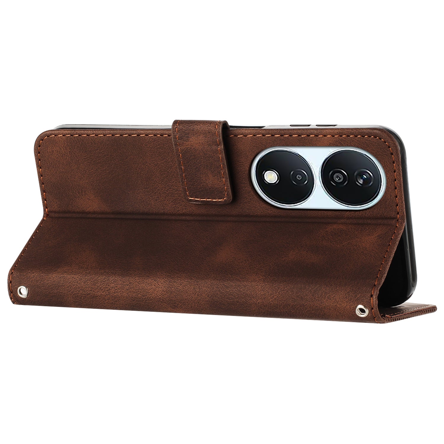 For Honor X7b 4G / 90 Smart / Play 50 Plus 5G / Play 8T 5G Leather Case Triangle Imprinted Phone Cover with Stand