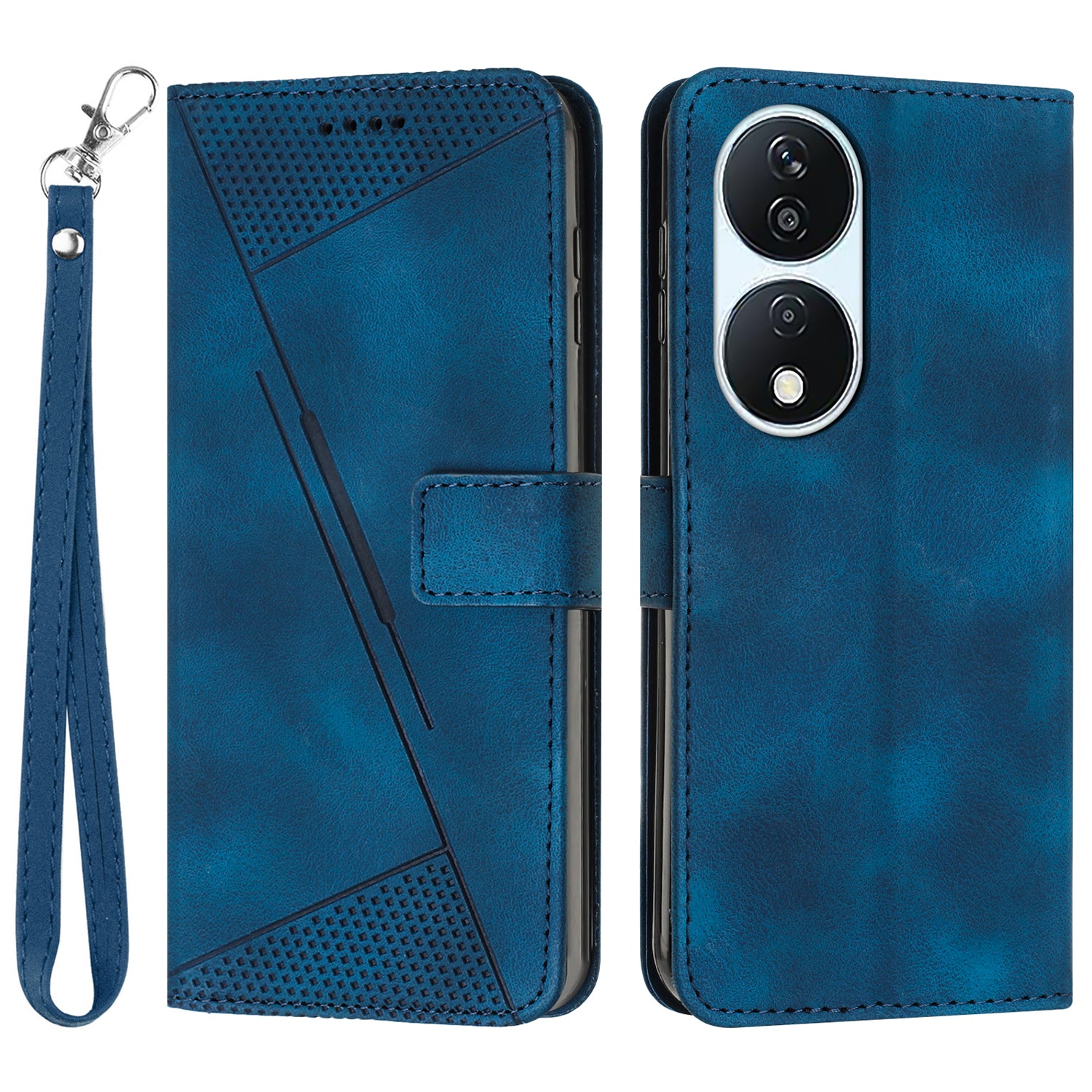 For Honor X7b 4G / 90 Smart / Play 50 Plus 5G / Play 8T 5G Leather Case Triangle Imprinted Phone Cover with Stand