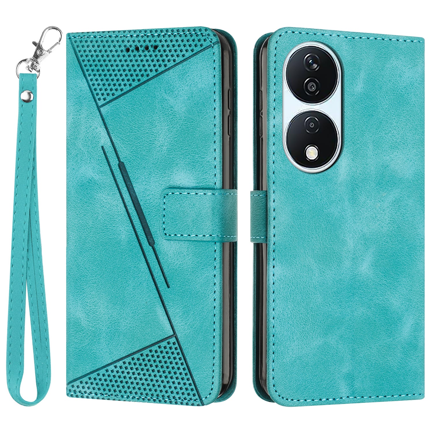 For Honor X7b 4G / 90 Smart / Play 50 Plus 5G / Play 8T 5G Leather Case Triangle Imprinted Phone Cover with Stand