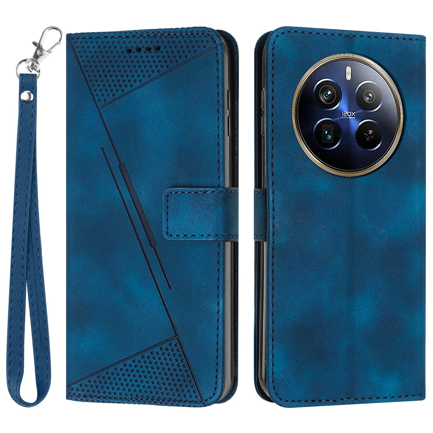 For Realme 12 Pro 5G / 12 Pro+ 5G Phone Case Triangle Imprinted Leather Flip Cover with Stand