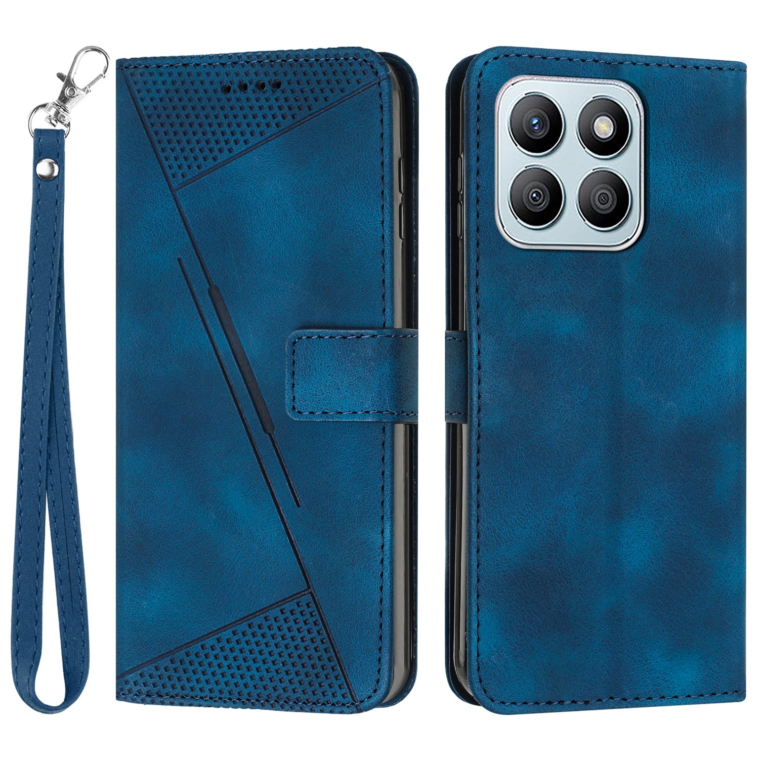 For Honor X8b 4G Leather Case Triangle Imprinted Stand Phone Cover
