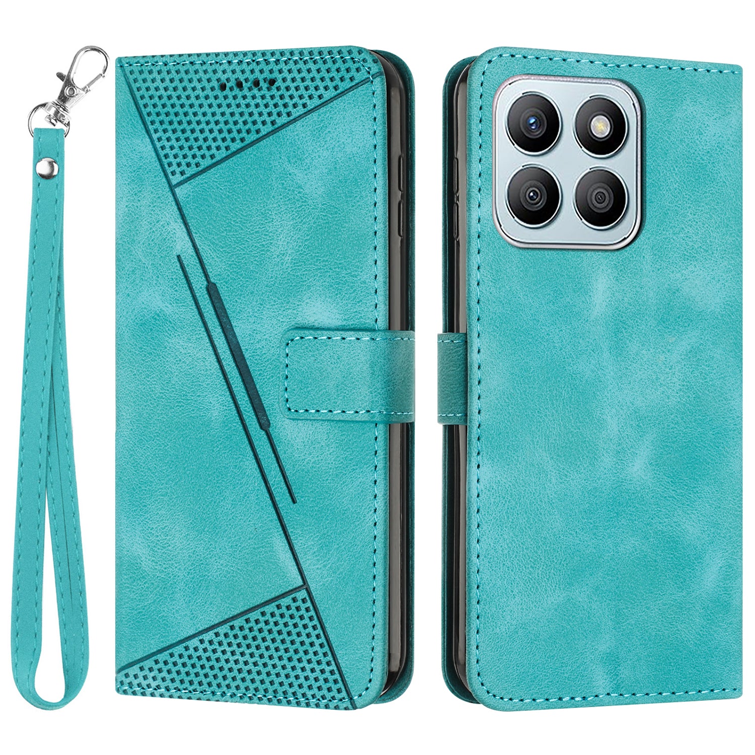For Honor X8b 4G Leather Case Triangle Imprinted Stand Phone Cover