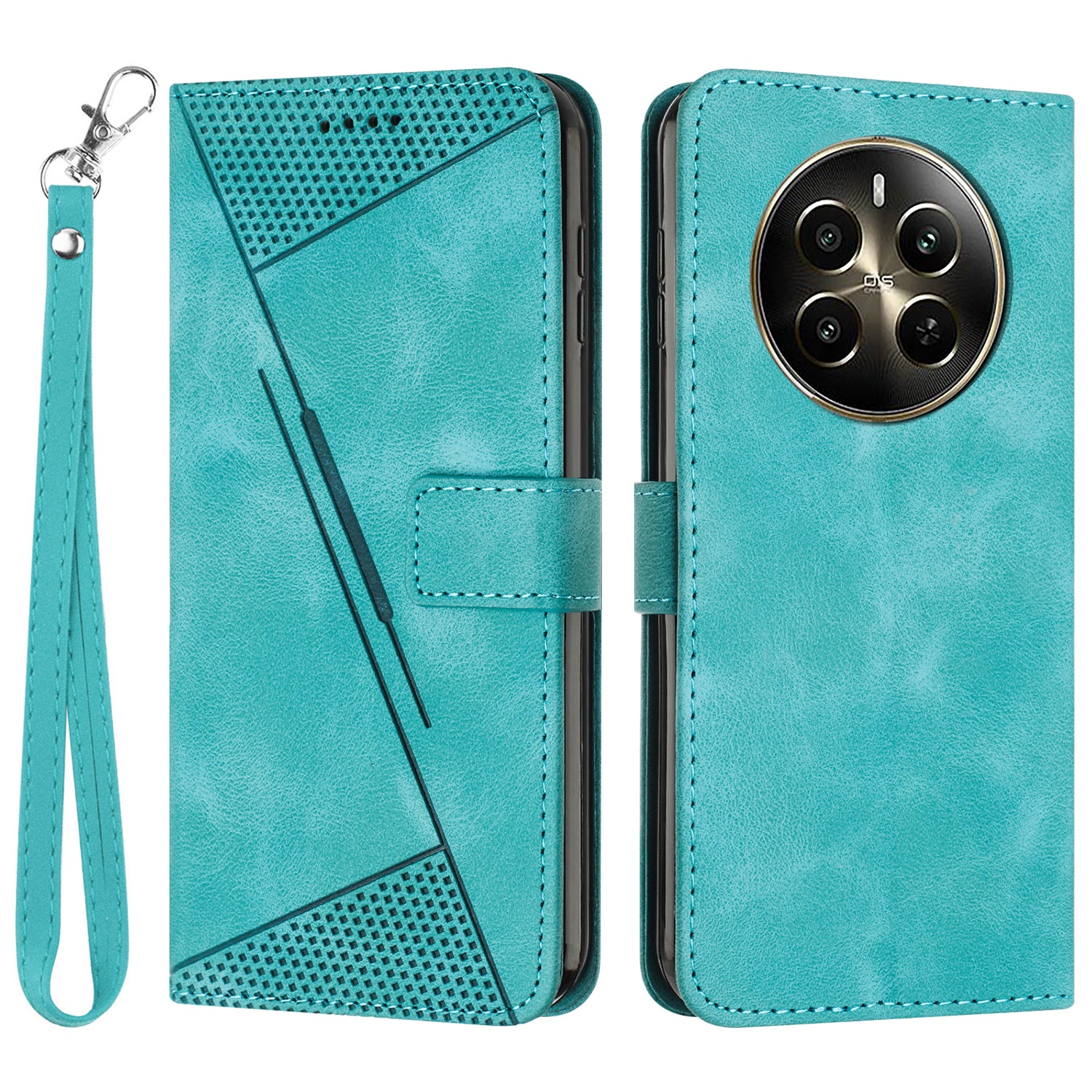 For Realme 12 Pro 5G / 12 Pro+ 5G Leather Case Triangle Imprinted Wallet Phone Cover