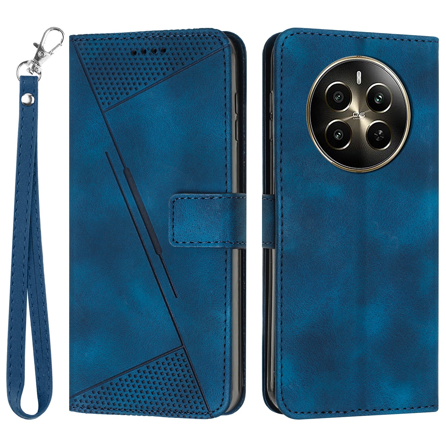 For Realme 12 Pro 5G / 12 Pro+ 5G Leather Case Triangle Imprinted Wallet Phone Cover