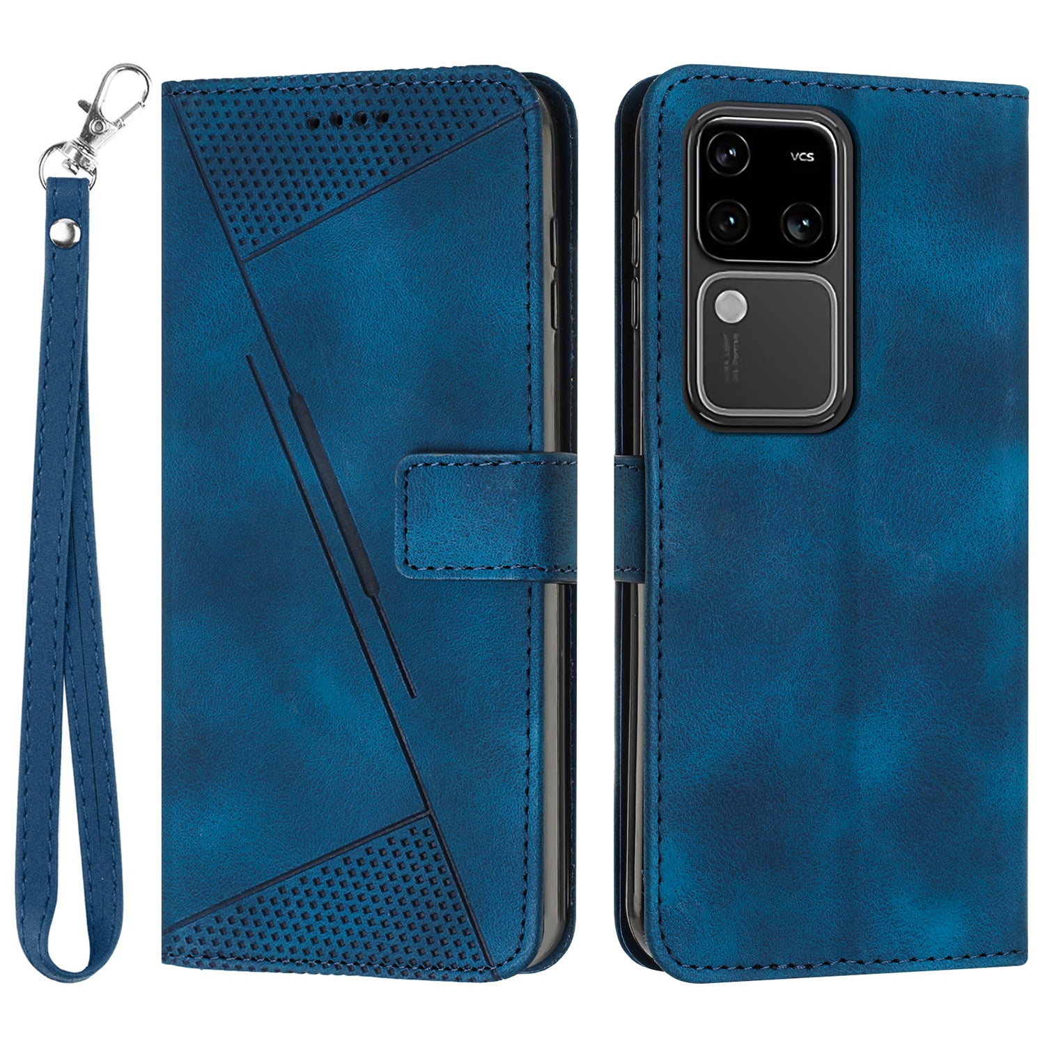 For vivo S18 5G / S18 Pro 5G / V30 5G / V30 Pro 5G Case Triangle Imprinted Leather Phone Cover with Stand