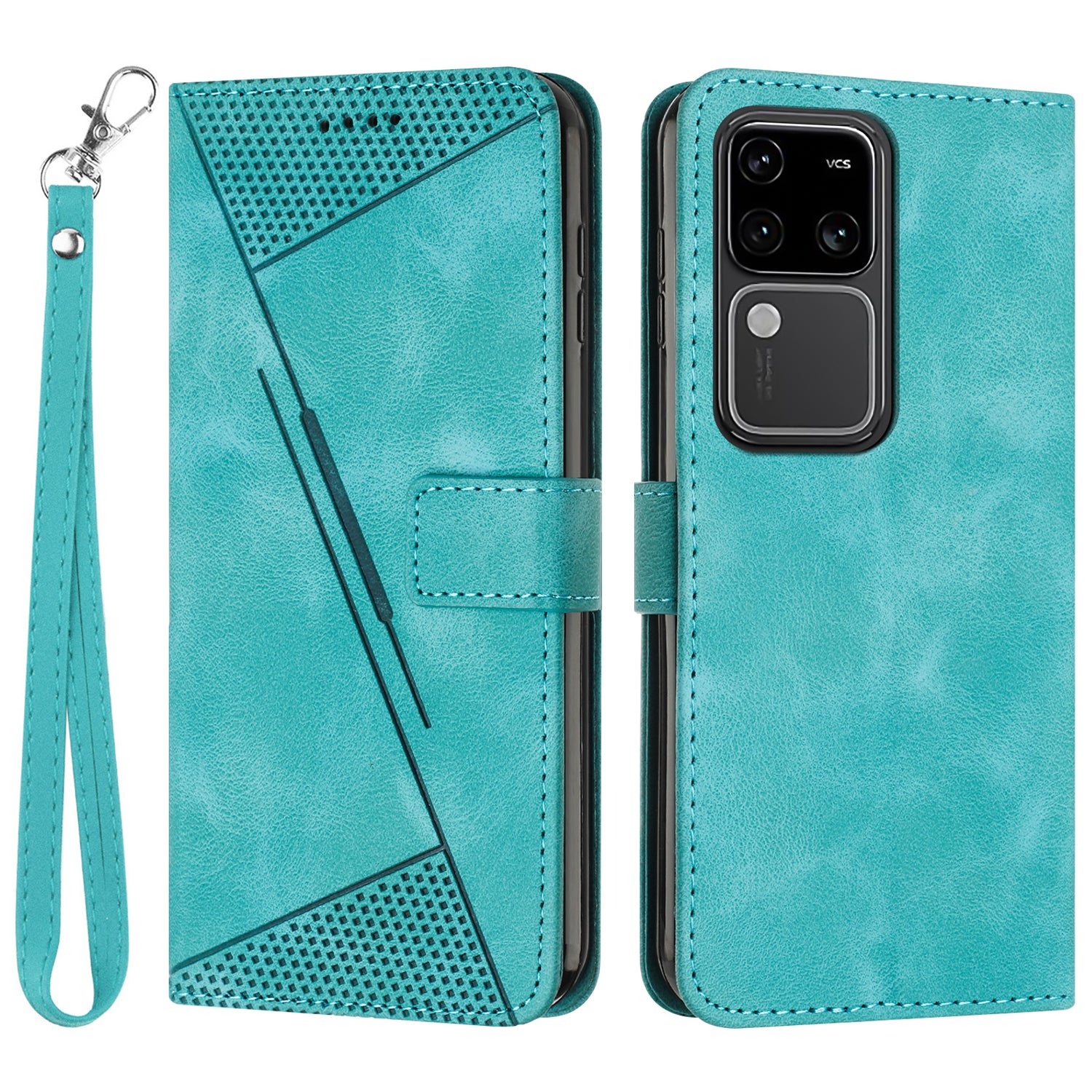 For vivo S18 5G / S18 Pro 5G / V30 5G / V30 Pro 5G Case Triangle Imprinted Leather Phone Cover with Stand