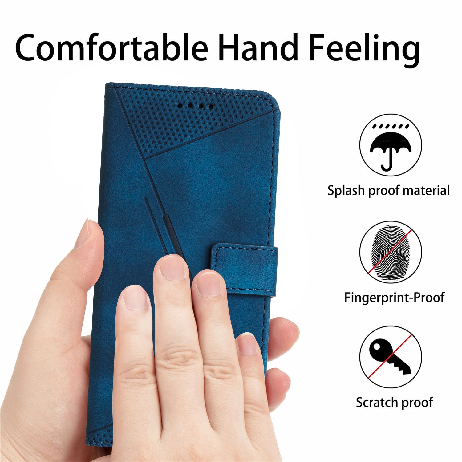For OnePlus 12 5G Wallet Case Triangle Imprinted Leather Phone Cover with Stand