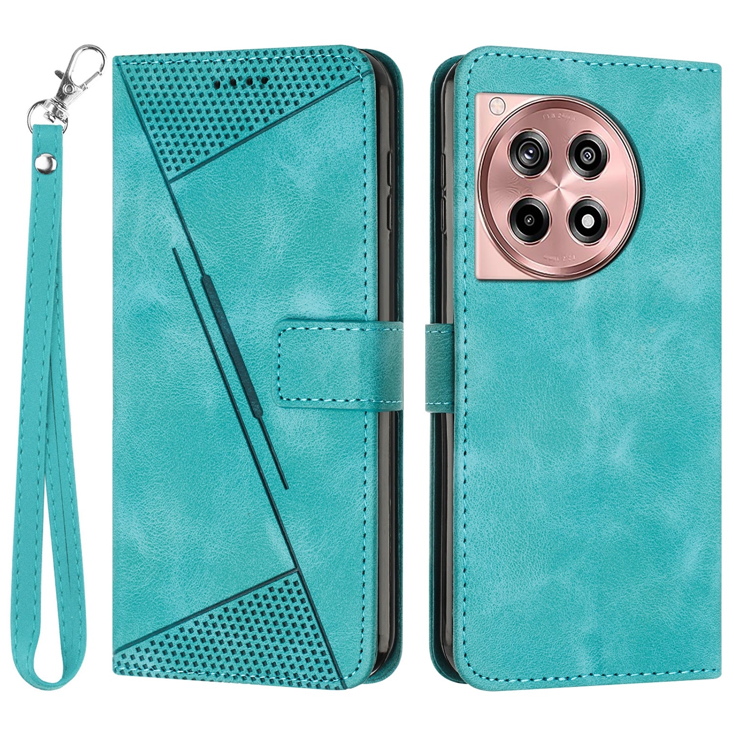For OnePlus Ace 3 5G / 12R 5G Leather Case Anti-Scratch Triangle Imprinted Stand Phone Cover