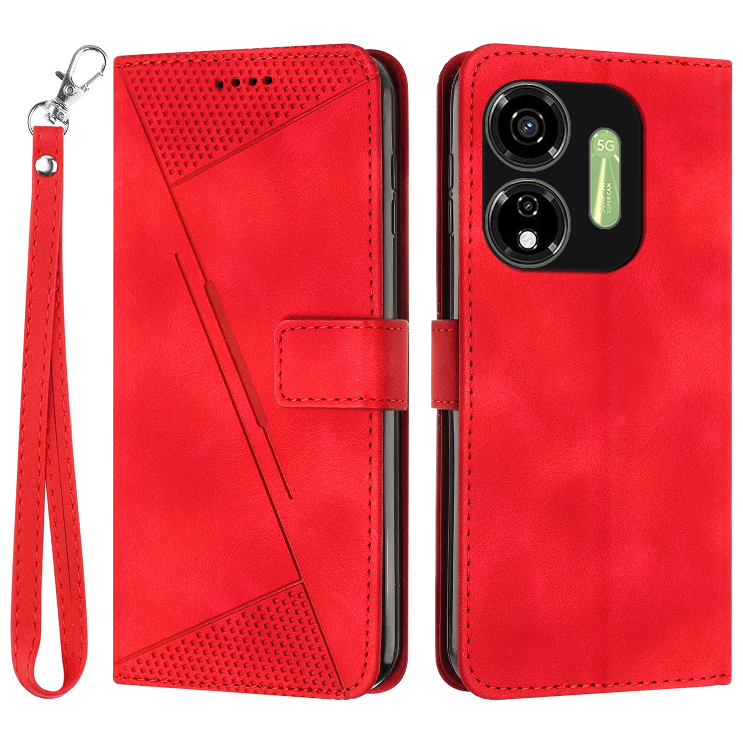 For Transsion itel P55 5G P661N Protective Case Triangle Imprinted Leather Phone Cover