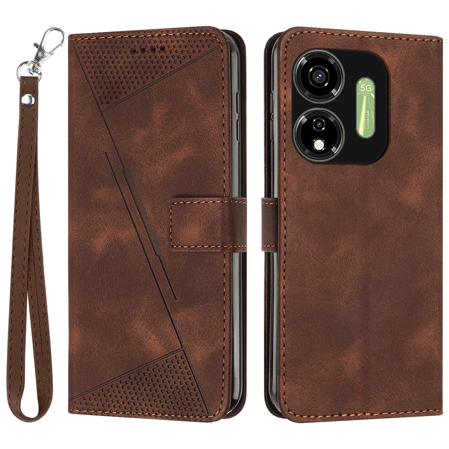 For Transsion itel P55 5G P661N Protective Case Triangle Imprinted Leather Phone Cover