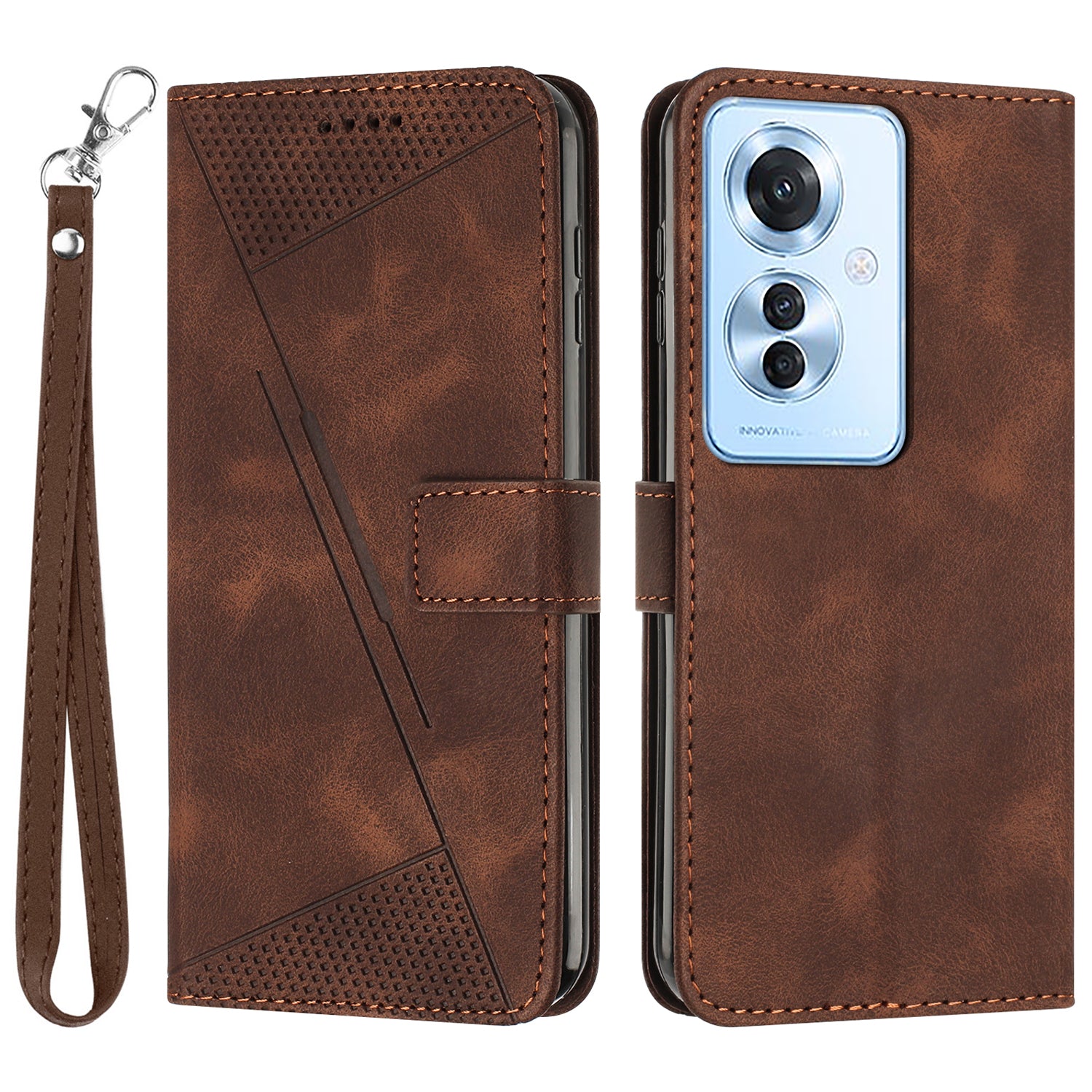 For Oppo Reno11 F 5G / F25 Pro 5G Phone Case Triangle Imprinted Stand Leather Flip Cover