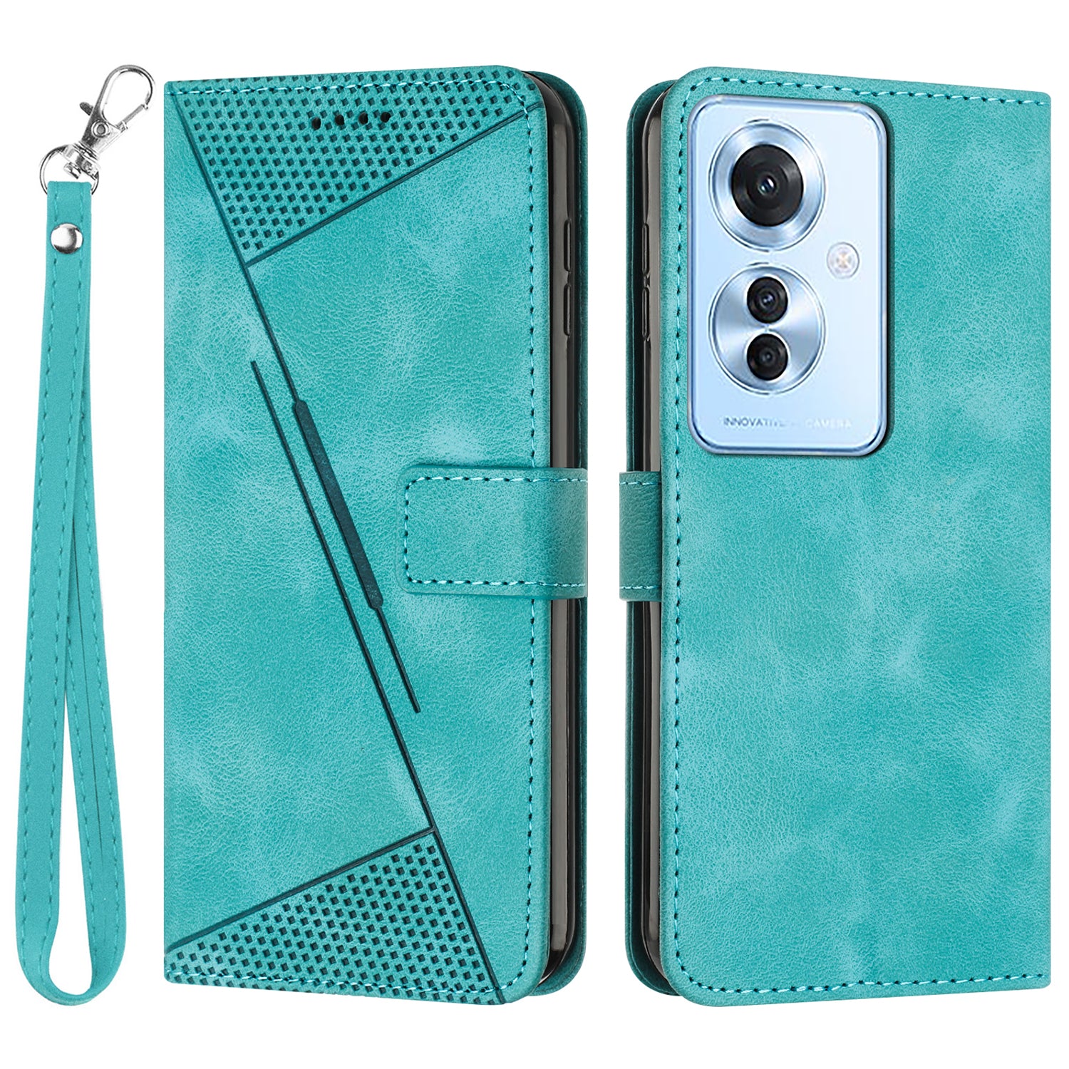 For Oppo Reno11 F 5G / F25 Pro 5G Phone Case Triangle Imprinted Stand Leather Flip Cover