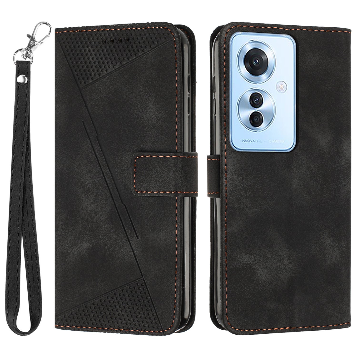 For Oppo Reno11 F 5G / F25 Pro 5G Phone Case Triangle Imprinted Stand Leather Flip Cover