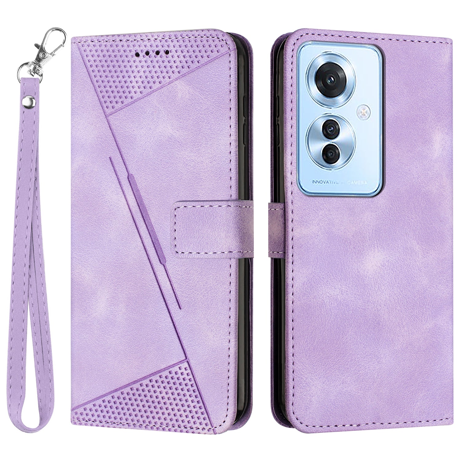 For Oppo Reno11 F 5G / F25 Pro 5G Phone Case Triangle Imprinted Stand Leather Flip Cover
