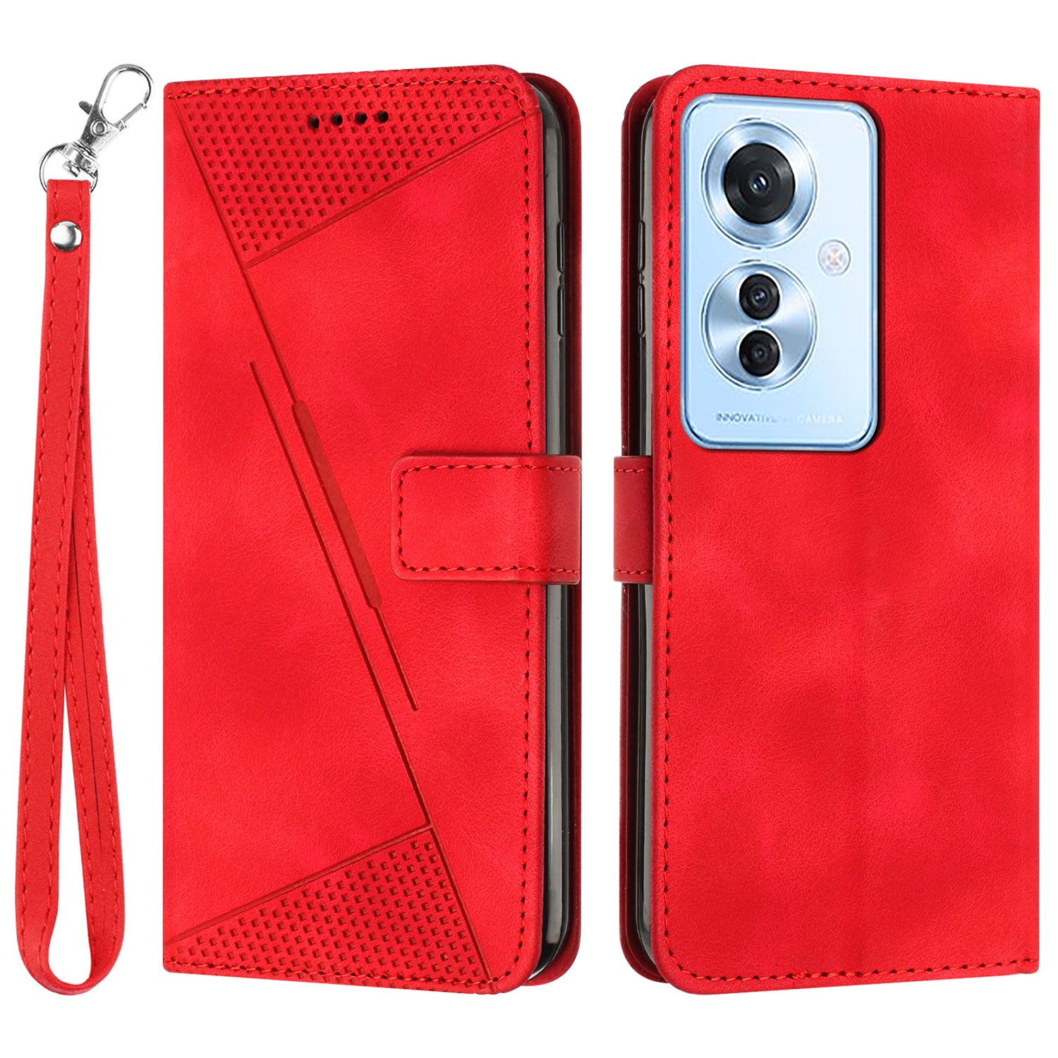 For Oppo Reno11 F 5G / F25 Pro 5G Phone Case Triangle Imprinted Stand Leather Flip Cover