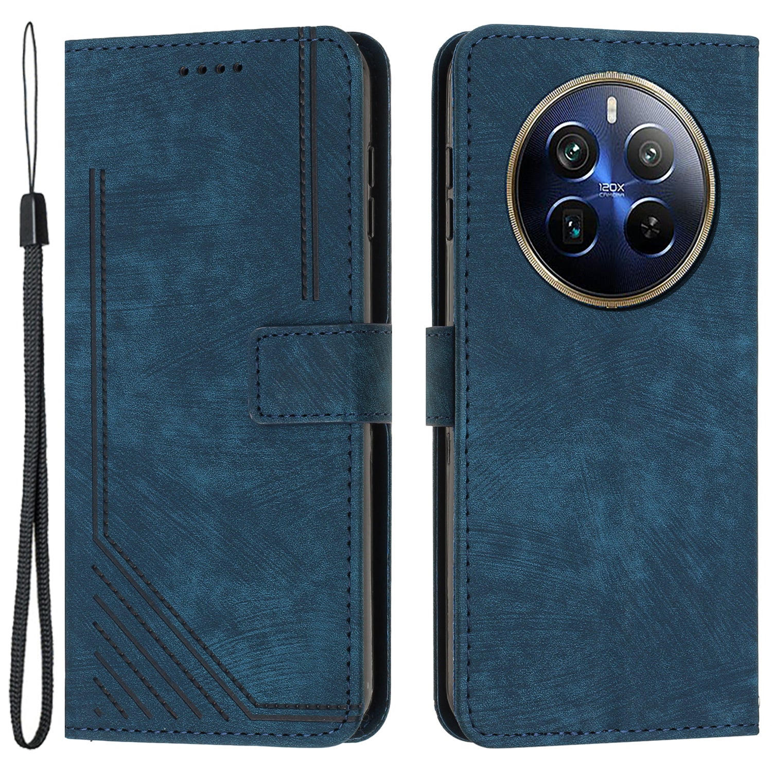 For Realme 12 Pro 5G / 12 Pro+ 5G Magnetic Case PU Leather+TPU Phone Cover with Hand Strap