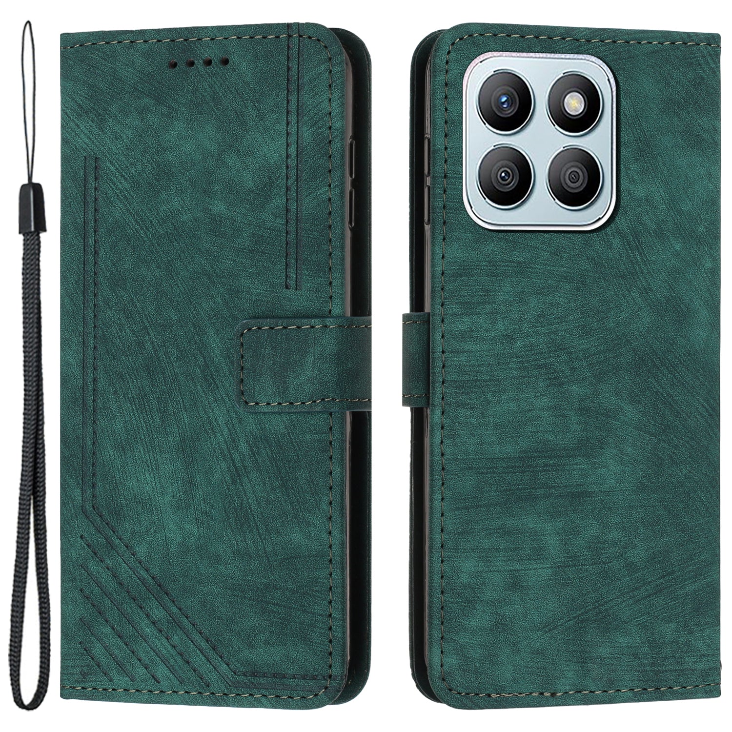 For Honor X8b 4G Magnetic Phone Case Lines Imprinted Folding Stand Cover