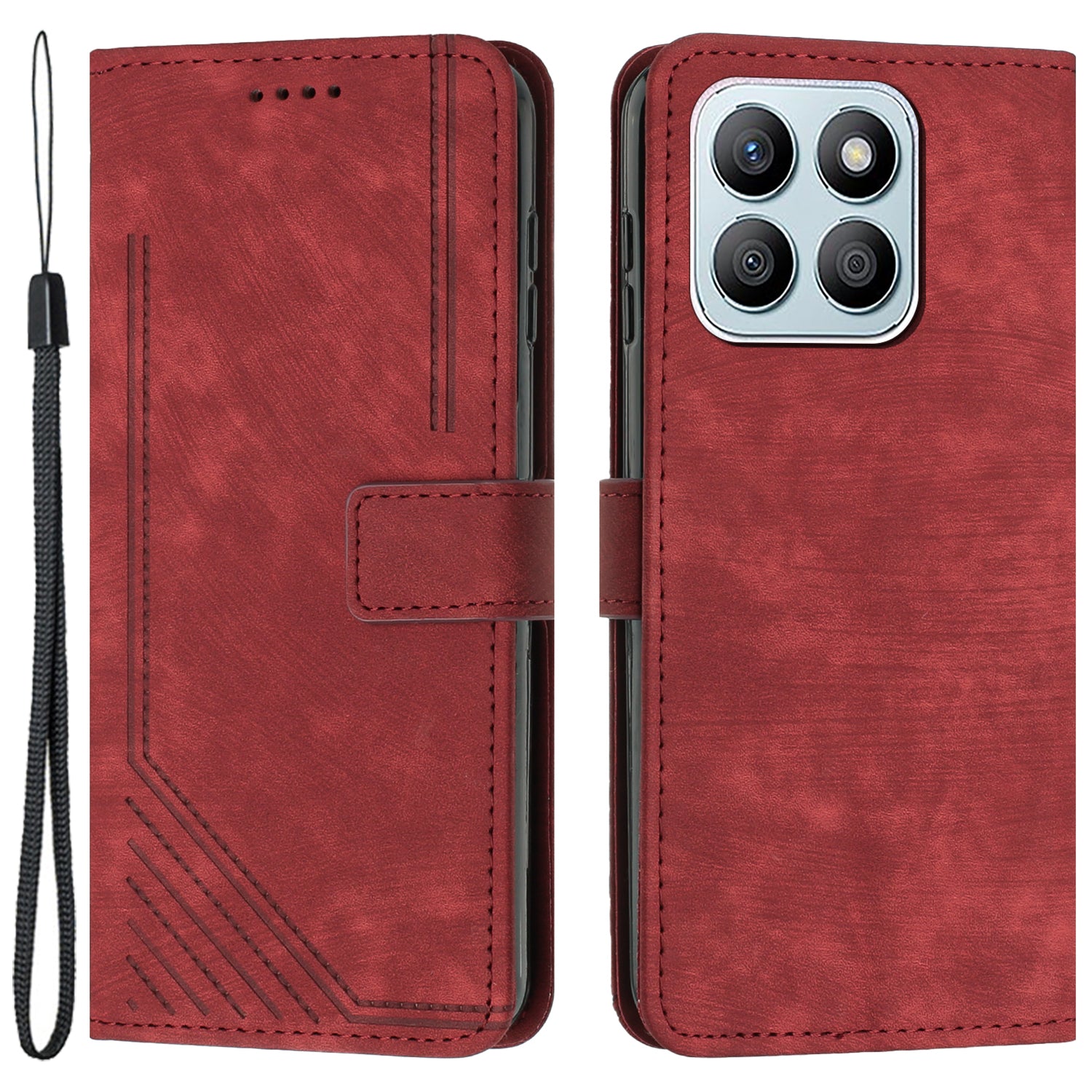 For Honor X8b 4G Magnetic Phone Case Lines Imprinted Folding Stand Cover