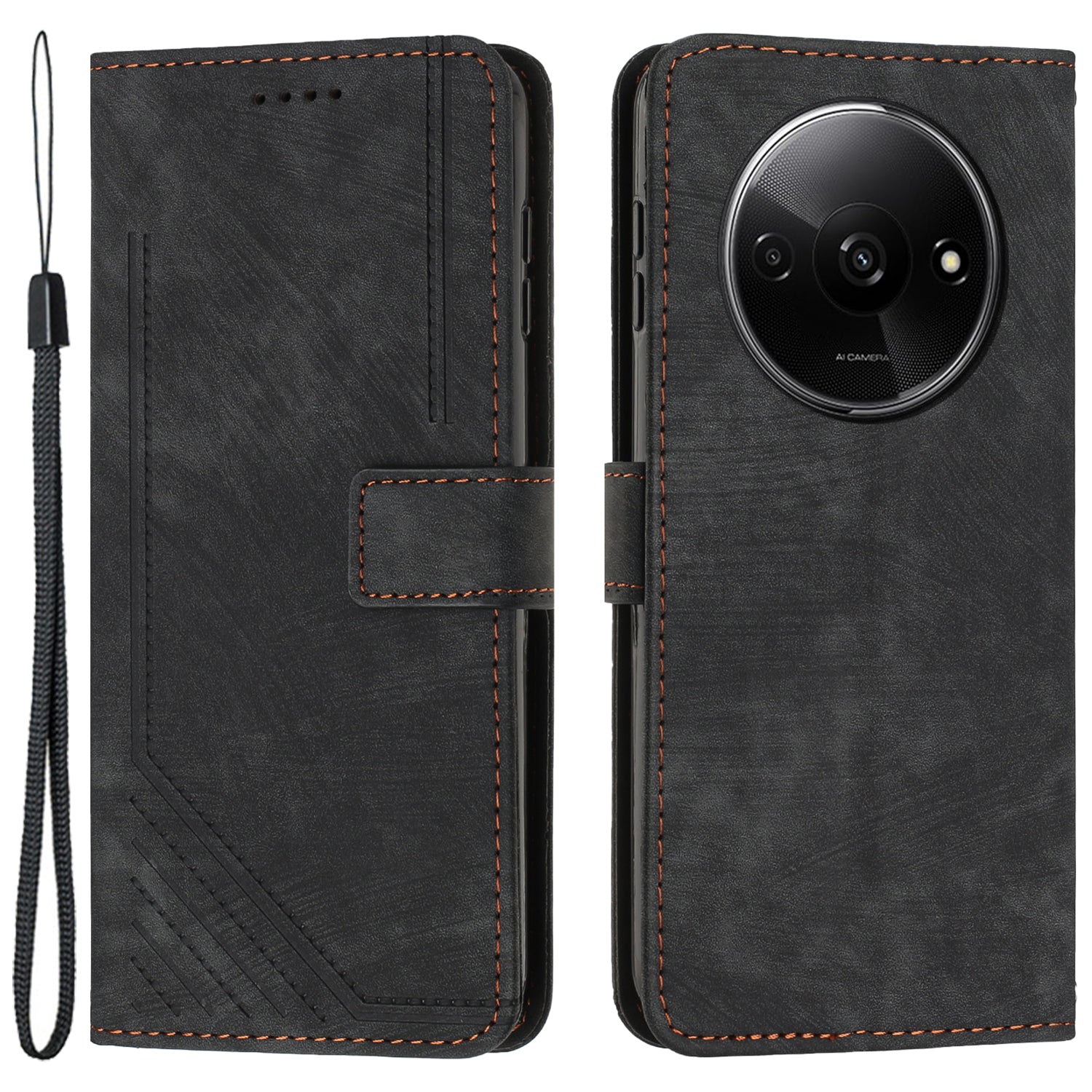 For Xiaomi Redmi A3 / Poco C61 4G Case Lines Imprinted Stand Phone Cover with Magnetic Clasp