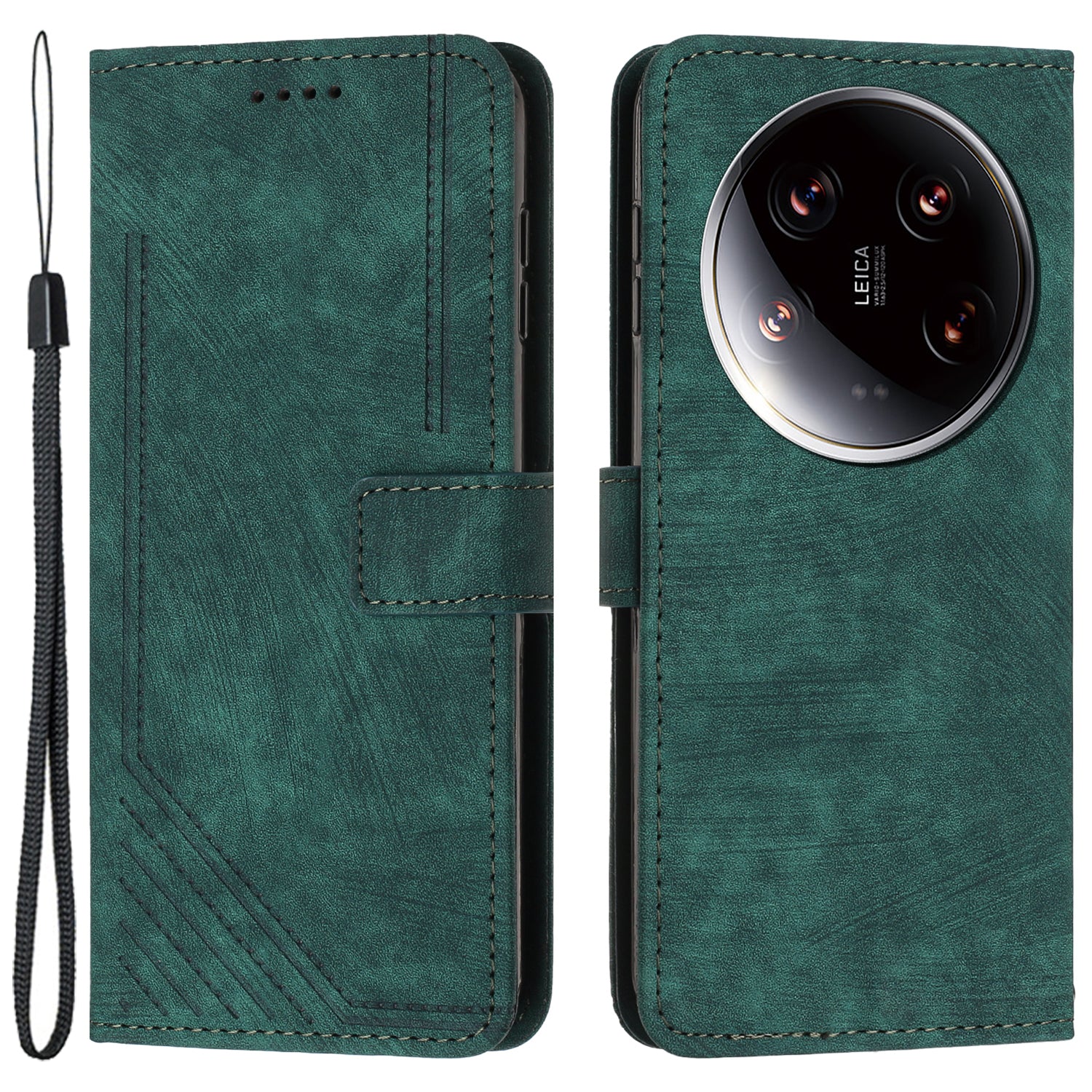 For Xiaomi 14 Ultra Cell Phone Cases PU Leather Lines Imprinted Skin-touch Cover