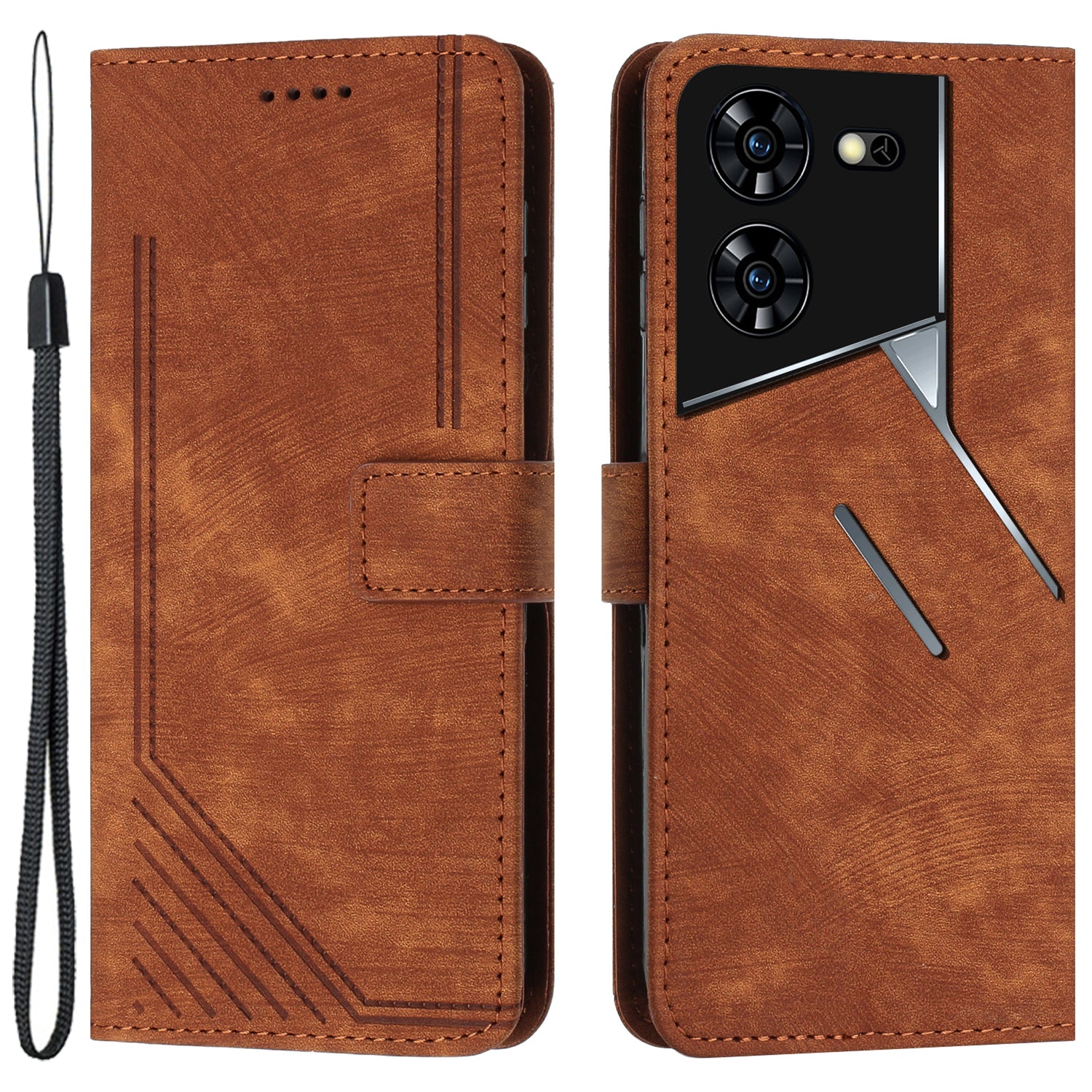 For Transsion Tecno Pova 5 Pro 5G Case Drop-resistant Leather Line Imprinted Mobile Phone Cover