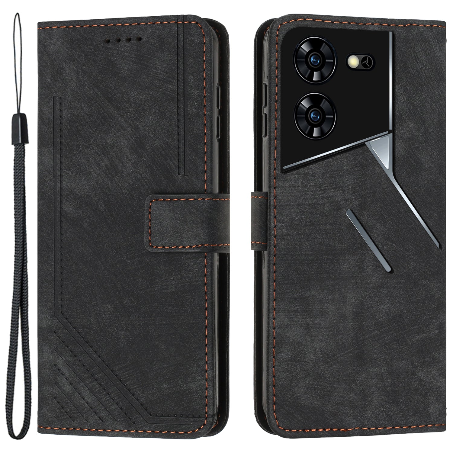 For Transsion Tecno Pova 5 Pro 5G Case Drop-resistant Leather Line Imprinted Mobile Phone Cover