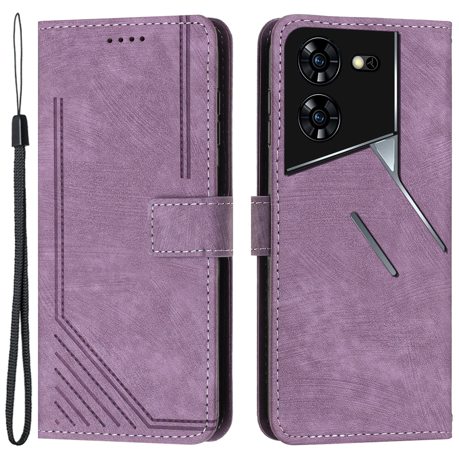 For Transsion Tecno Pova 5 Pro 5G Case Drop-resistant Leather Line Imprinted Mobile Phone Cover