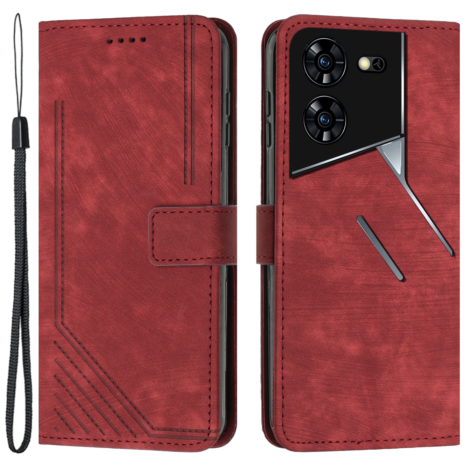 For Transsion Tecno Pova 5 Pro 5G Case Drop-resistant Leather Line Imprinted Mobile Phone Cover