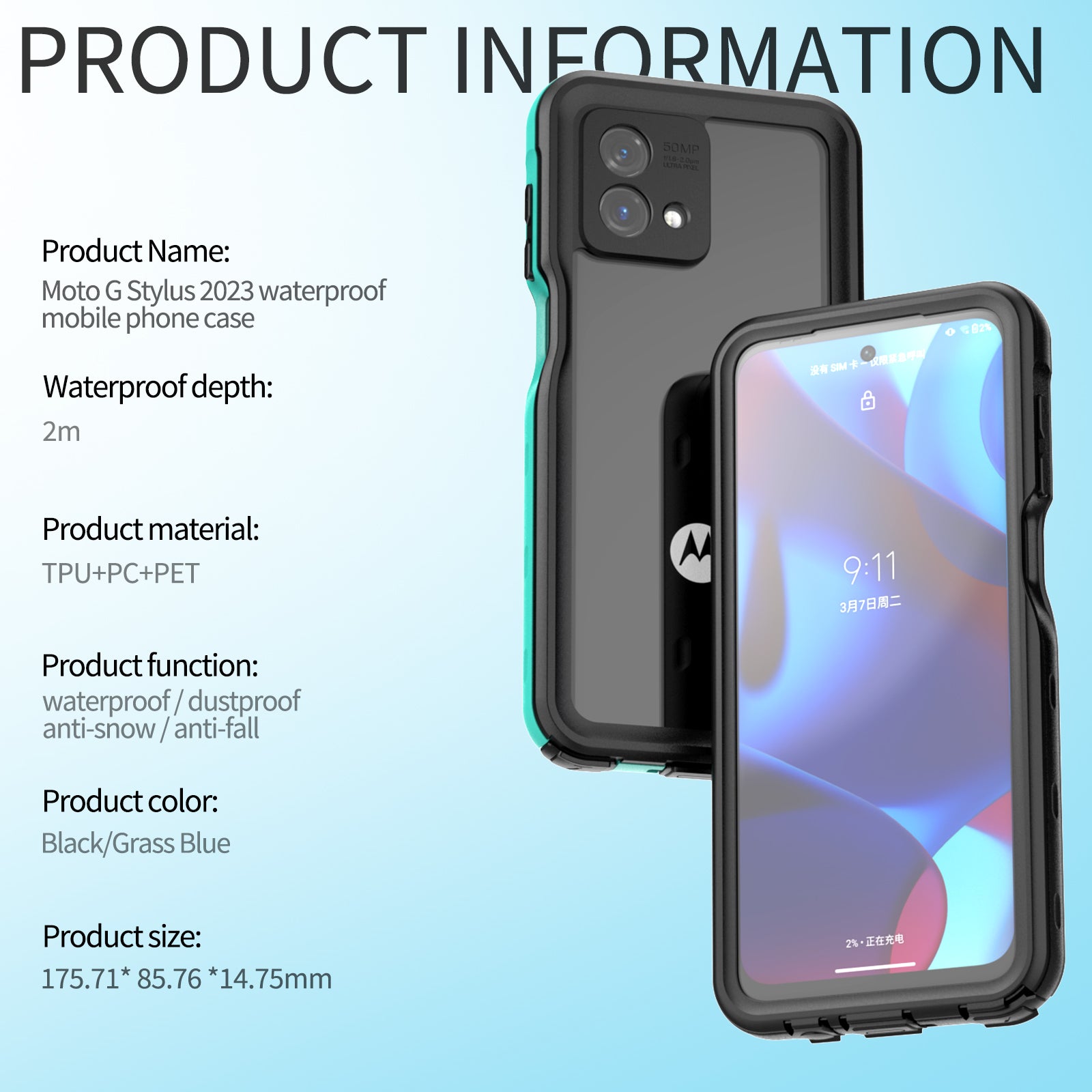 REDPEPPER A Series For Motorola Moto G Stylus 5G (2023) IP68 Underwater Phone Case Clear Waterproof Phone Cover