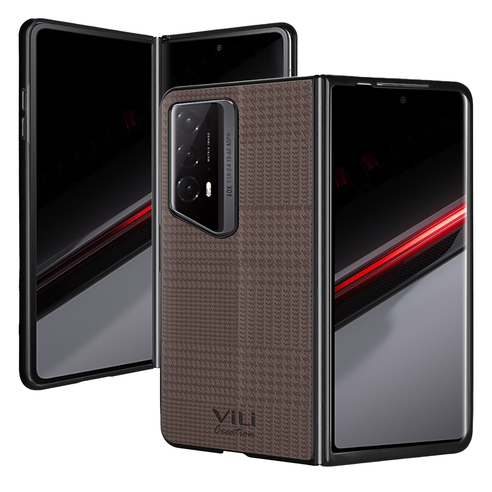VILI TH Series for Honor Magic V2 RSR Porsche Design Cover PU Leather Coated PC+TPU Anti-fall Back Case