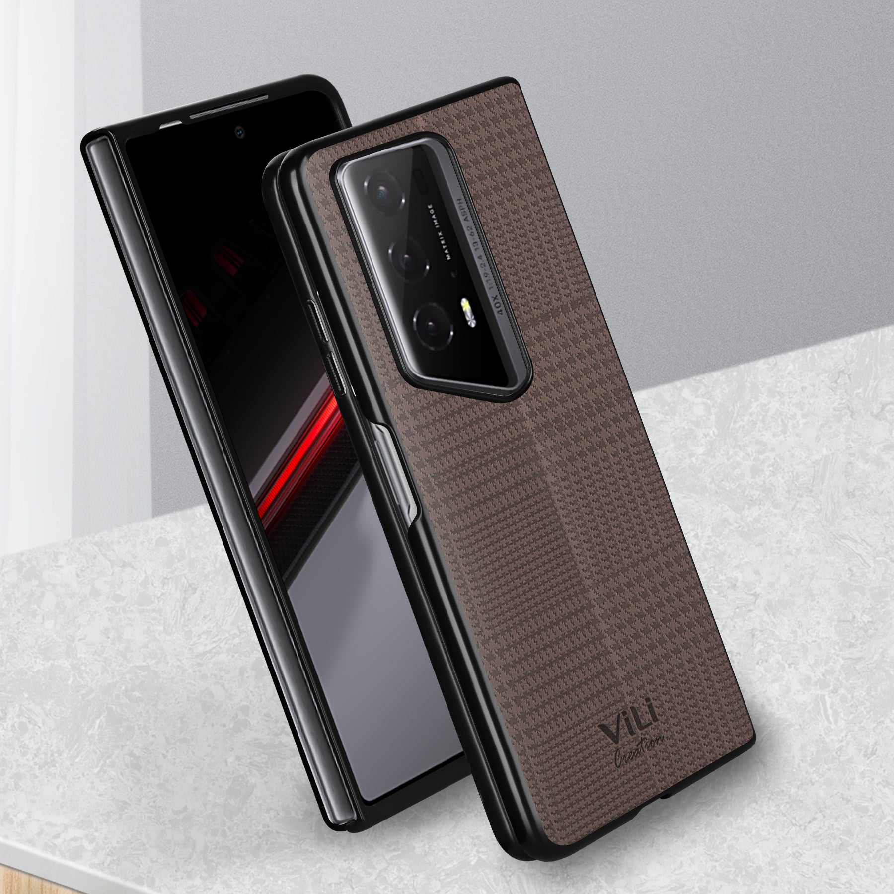 VILI TH Series for Honor Magic V2 RSR Porsche Design Cover PU Leather Coated PC+TPU Anti-fall Back Case