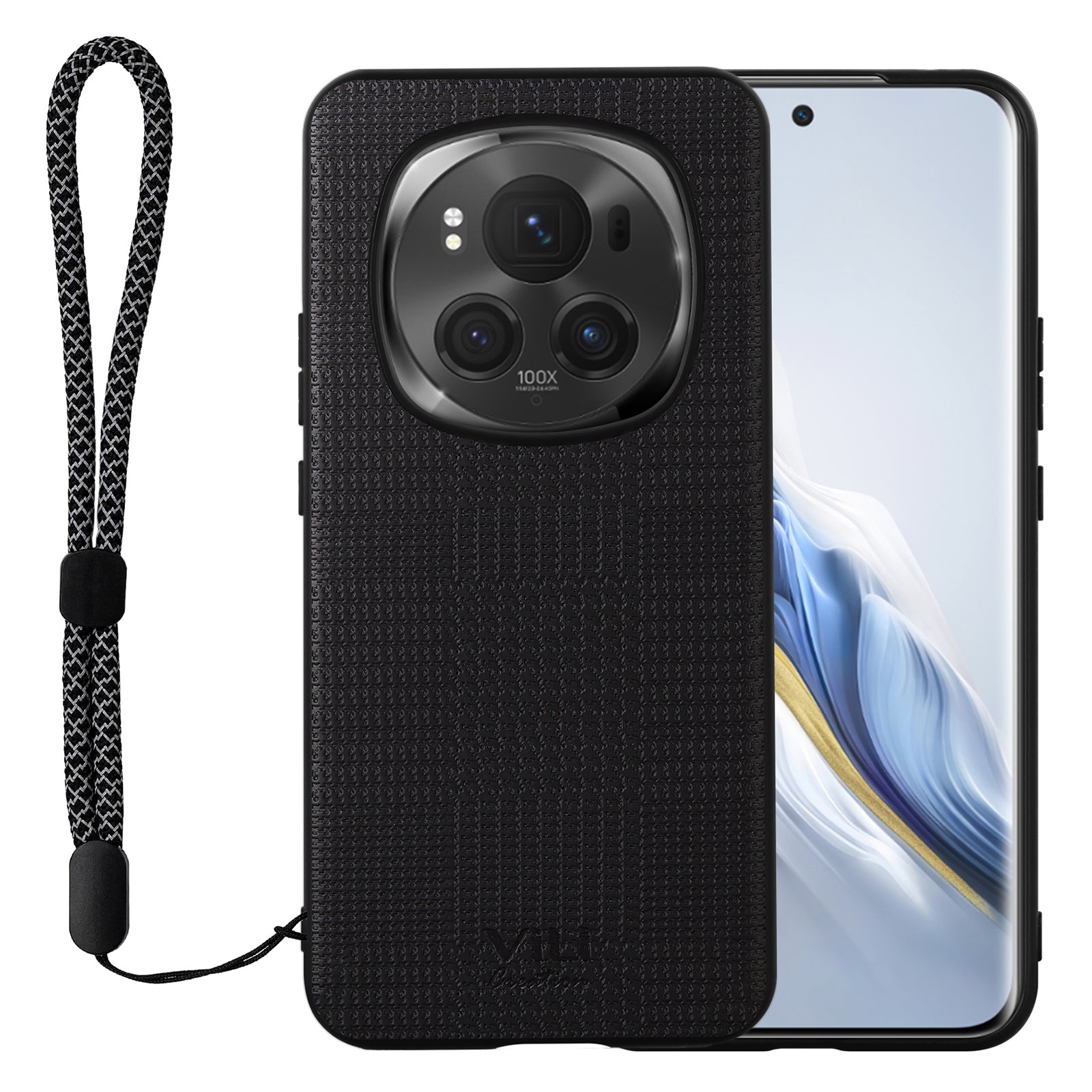 VILI TH Series for Honor Magic6 Pro 5G Cell Phone Case PU Leather Coated PC+TPU Cover with Wrist Strap