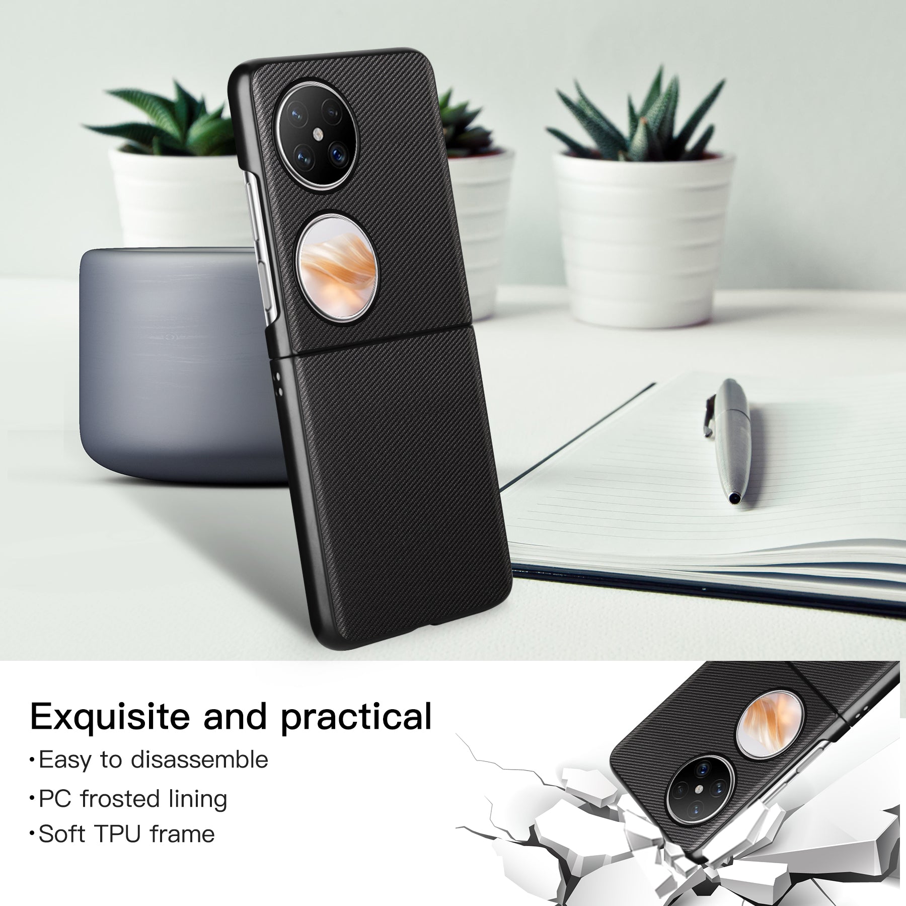 VILI TC Series for Huawei Pocket 2 Shockproof Case PU Leather Coated PC+TPU Phone Cover