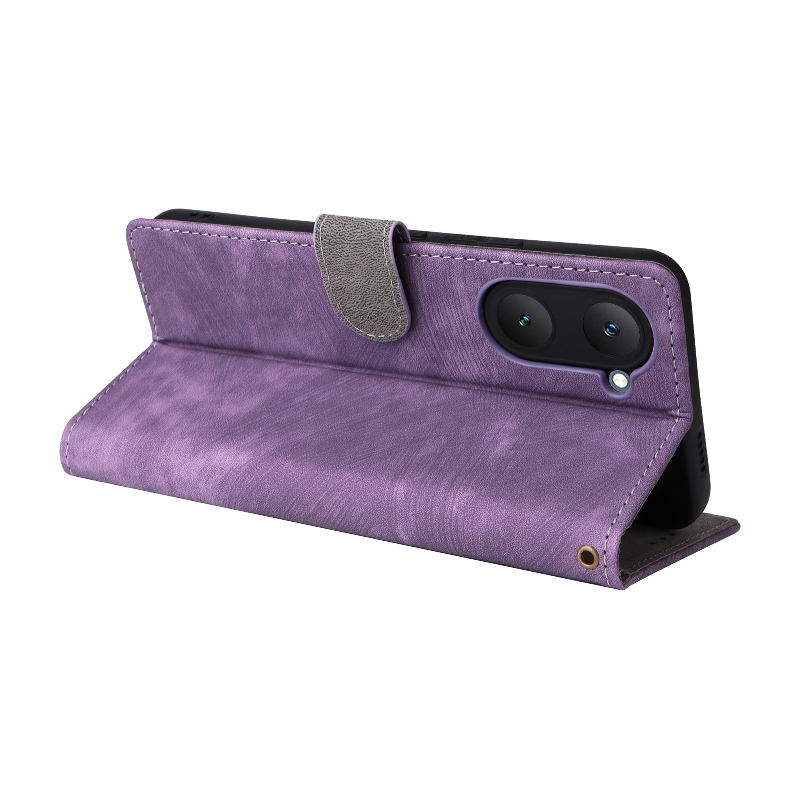 For vivo Y03 Case PU Leather Stand RFID Blocking Flip Phone Cover with Strap