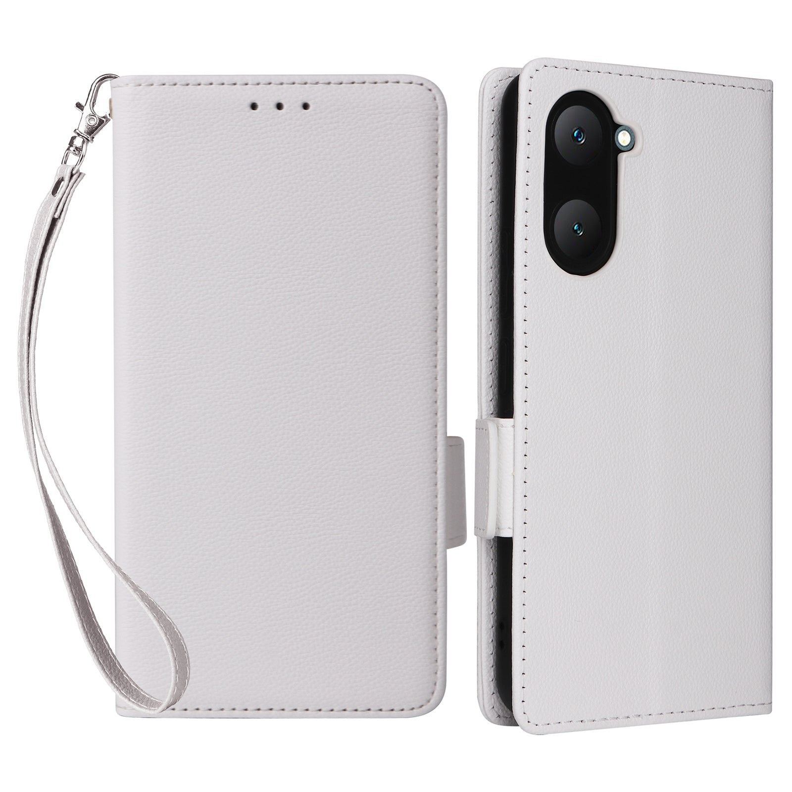 For vivo Y03 Case PU Leather Wallet Wrist Strap Magnetic Closure Phone Cover