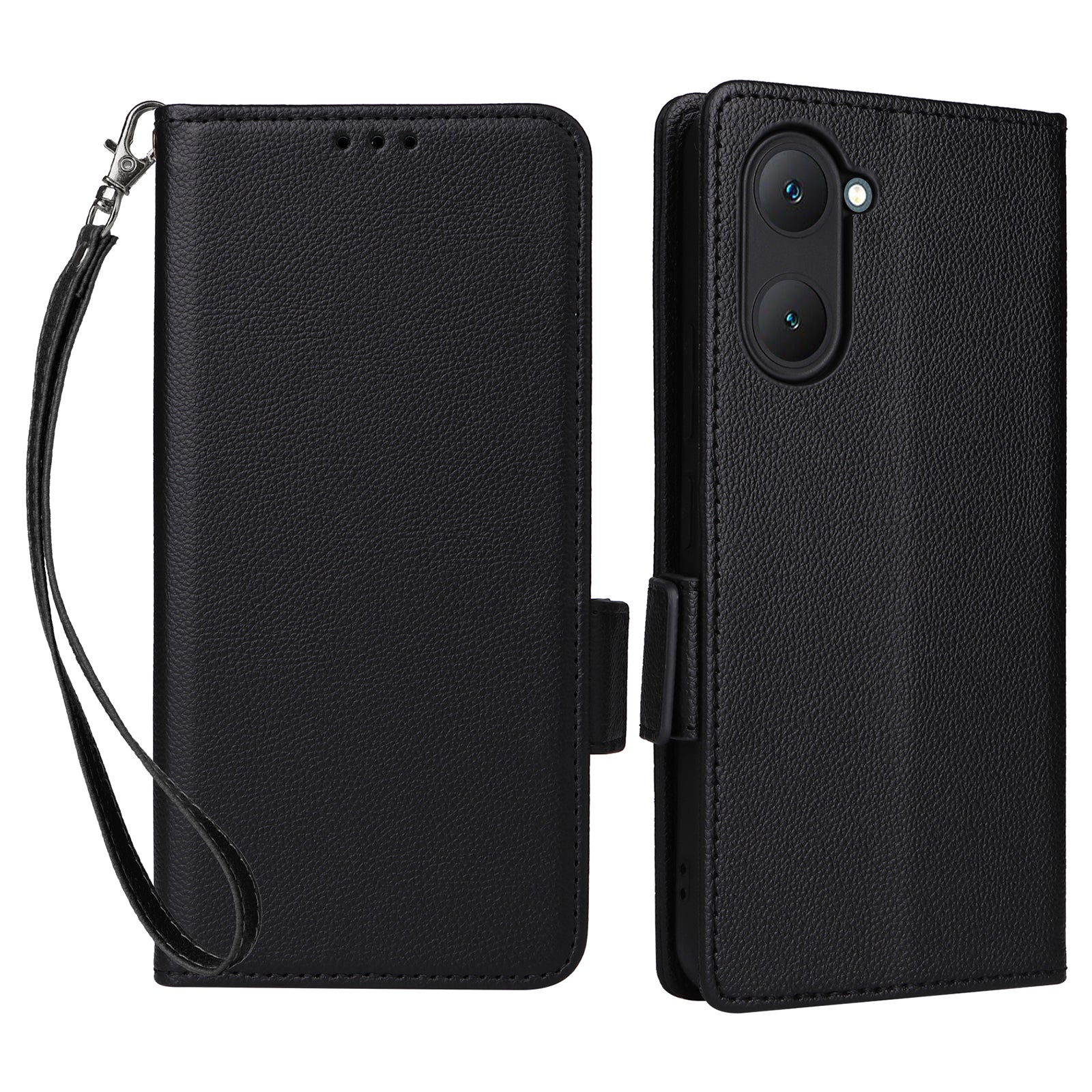 For vivo Y03 Case PU Leather Wallet Wrist Strap Magnetic Closure Phone Cover