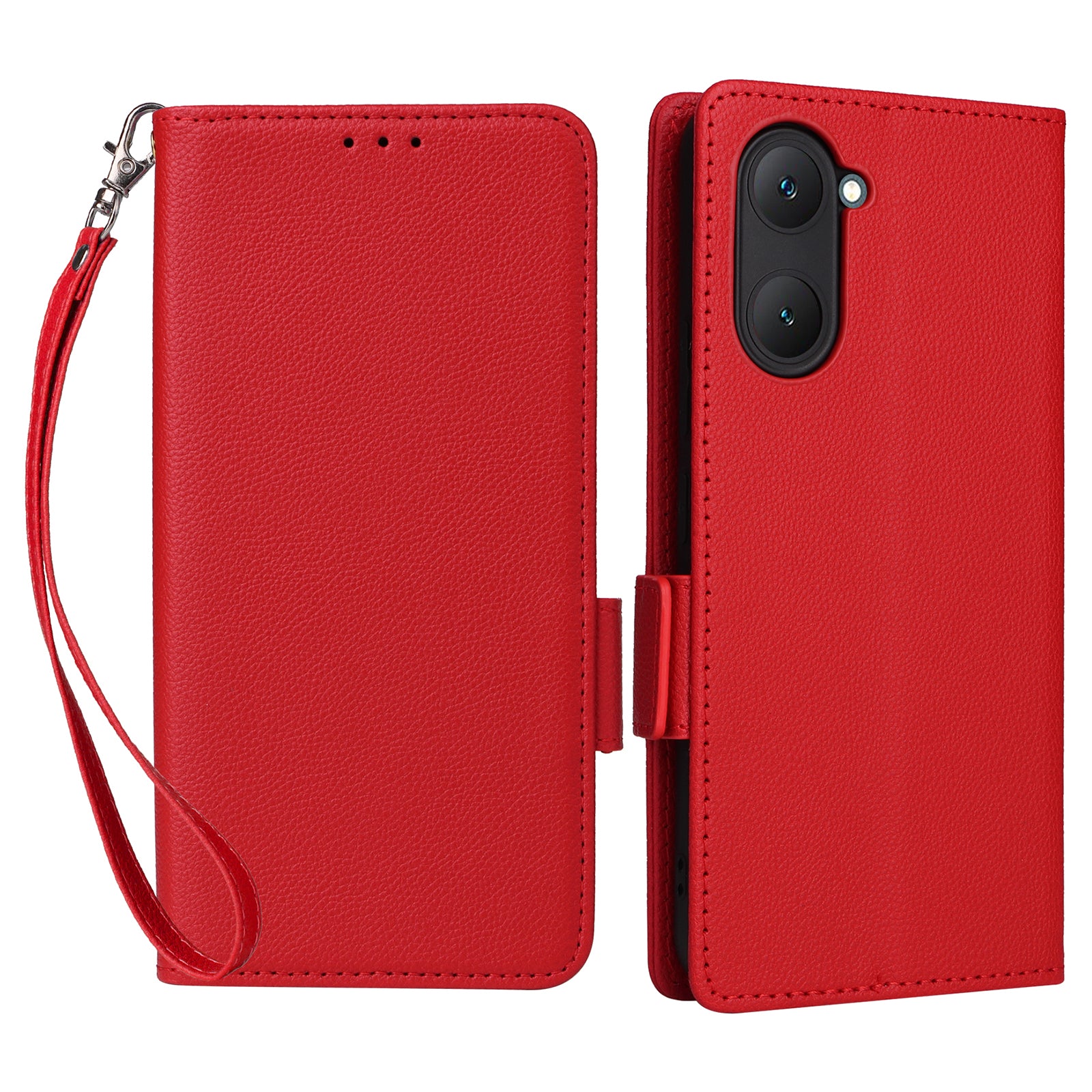 For vivo Y03 Case PU Leather Wallet Wrist Strap Magnetic Closure Phone Cover