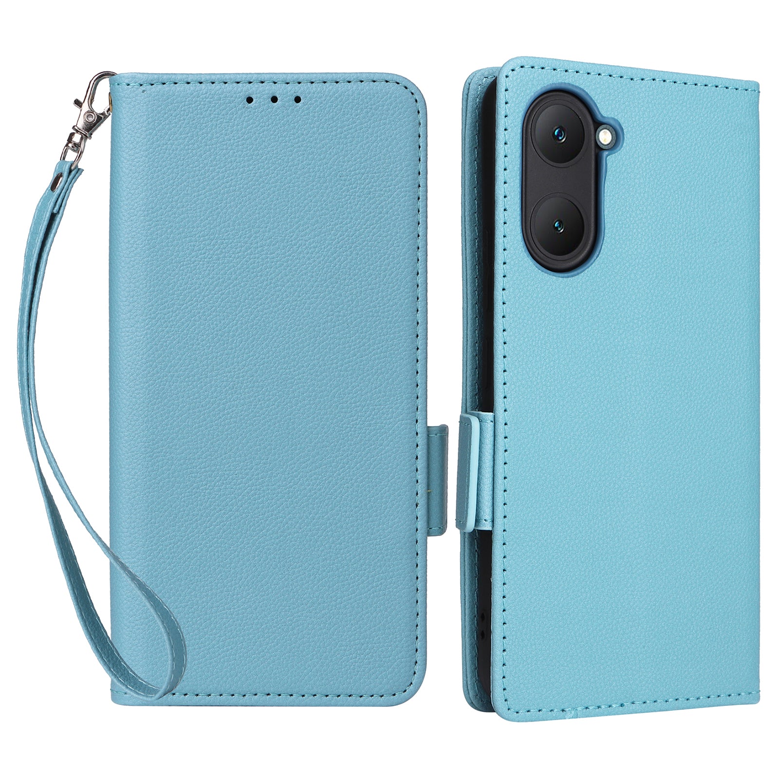 For vivo Y03 Case PU Leather Wallet Wrist Strap Magnetic Closure Phone Cover