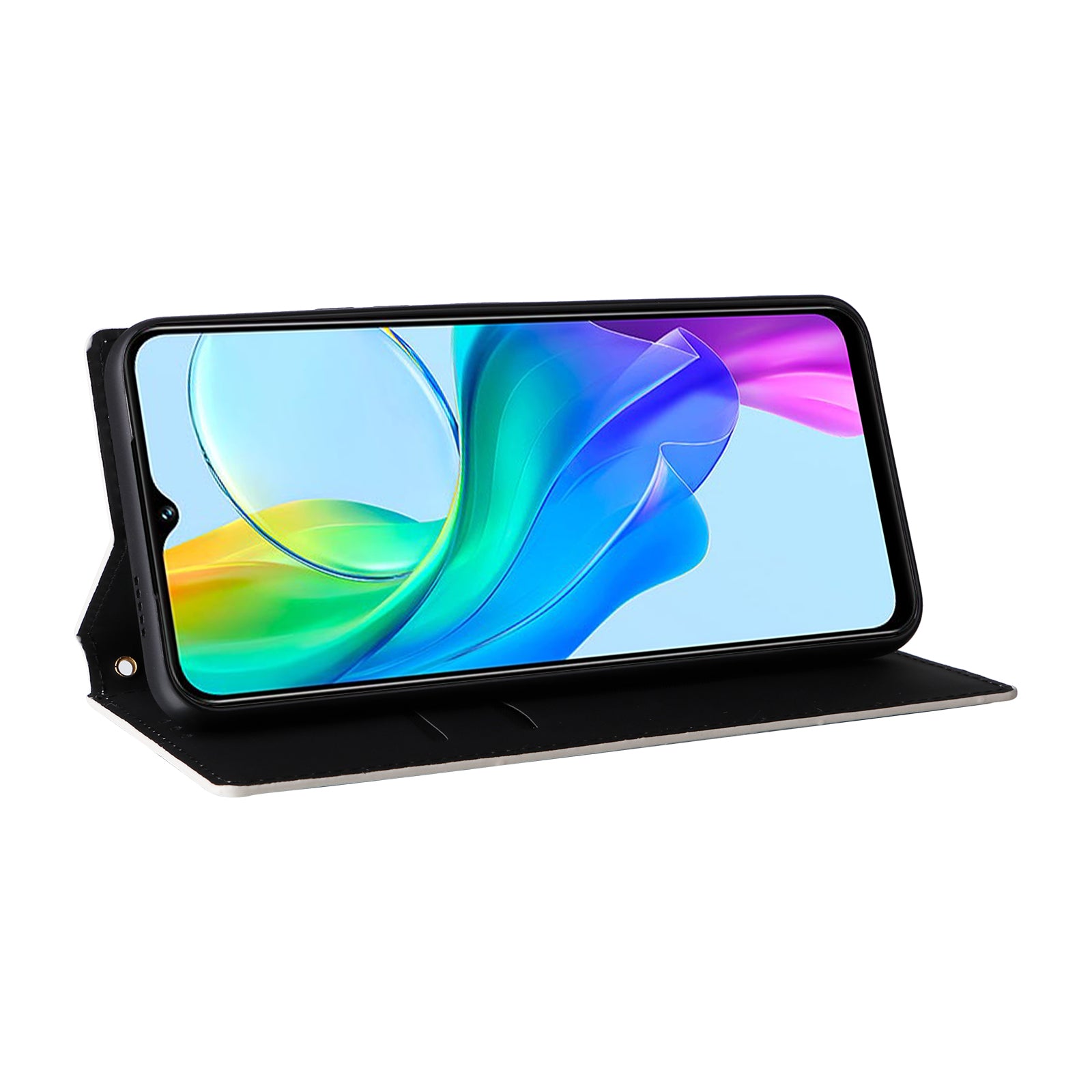 For vivo Y03 Protective Case Magnetic Closing Rhombus Imprinting Leather Phone Shell