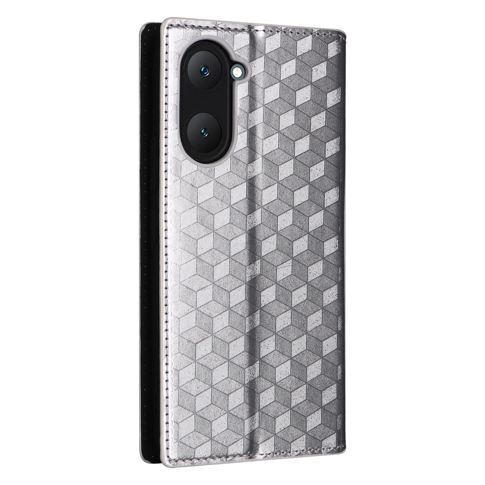 For vivo Y03 Protective Case Magnetic Closing Rhombus Imprinting Leather Phone Shell