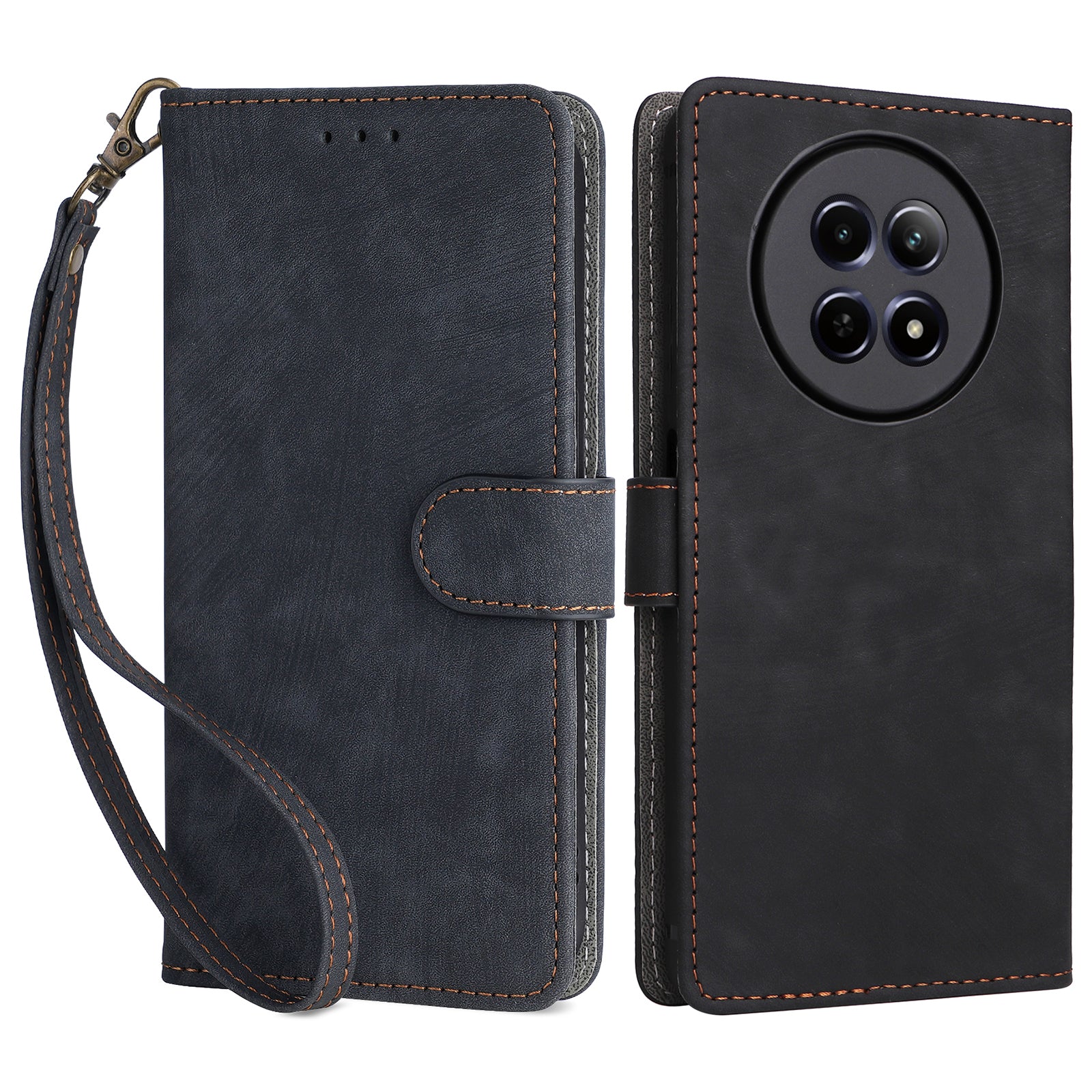 For Realme 12 / 12x 5G Case with Hand Strap RFID Blocking Wallet Leather Cover