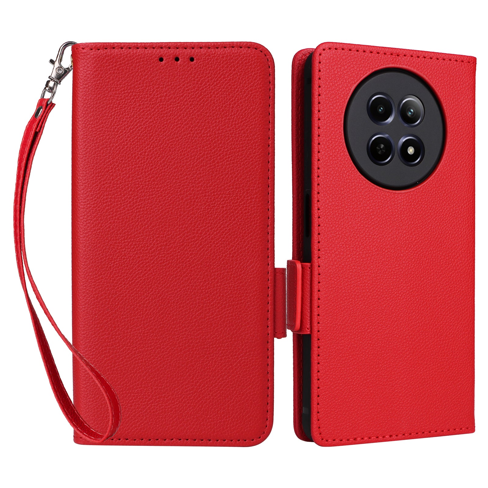 For Realme 12 /  12x 5G Case PU Leather Flip Wallet Handbag Litchi Texture Phone Cover