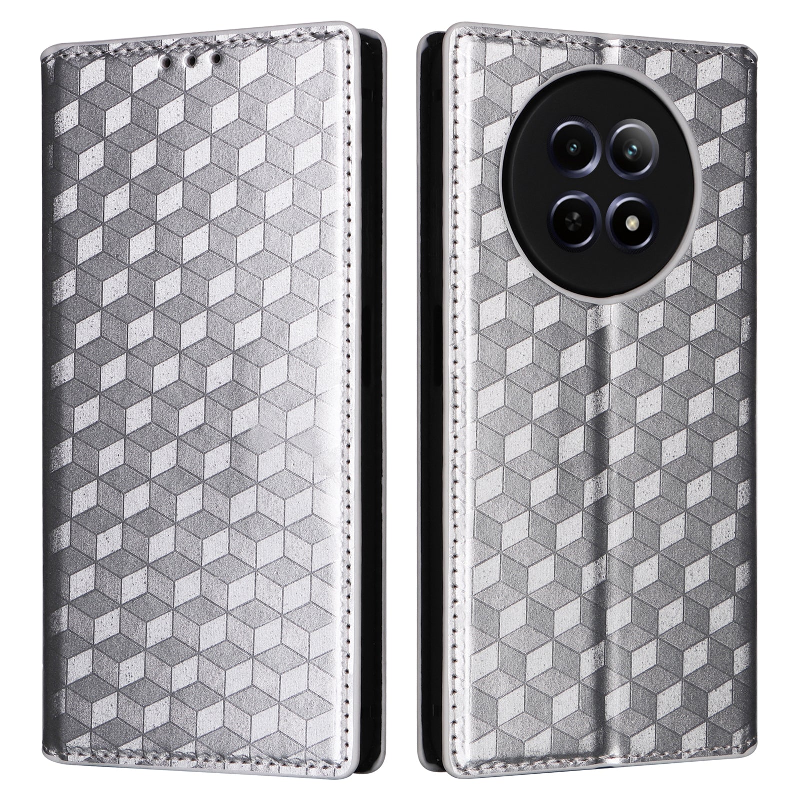 For Realme 12 / 12x 5G Case Anti-Scratch Rhombus Imprinting Leather Phone Cover