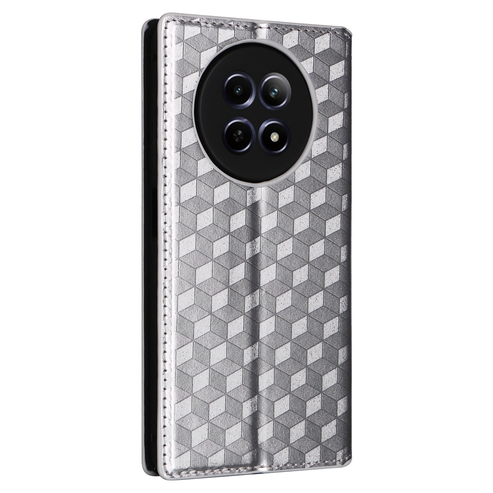For Realme 12 / 12x 5G Case Anti-Scratch Rhombus Imprinting Leather Phone Cover