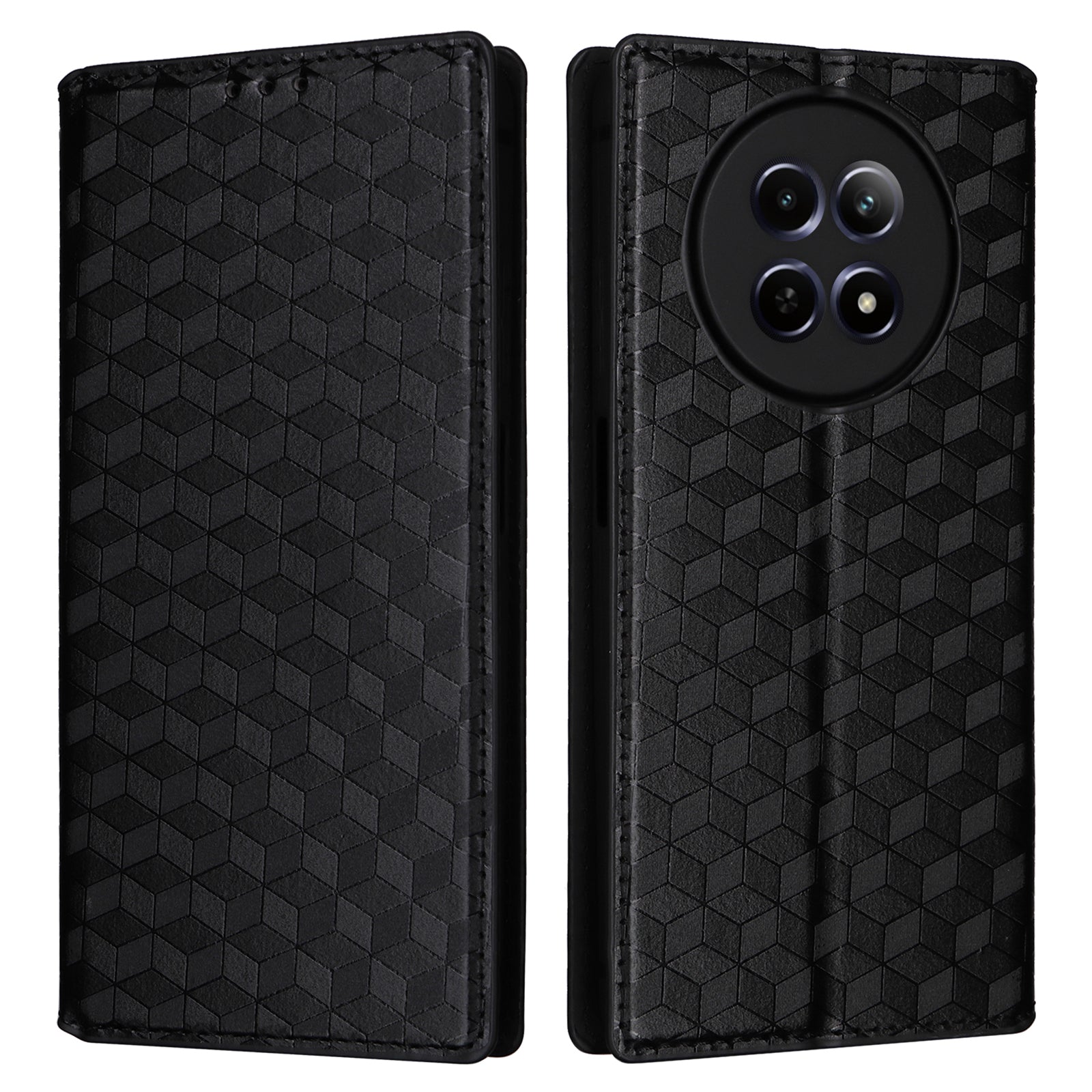 For Realme 12 / 12x 5G Case Anti-Scratch Rhombus Imprinting Leather Phone Cover