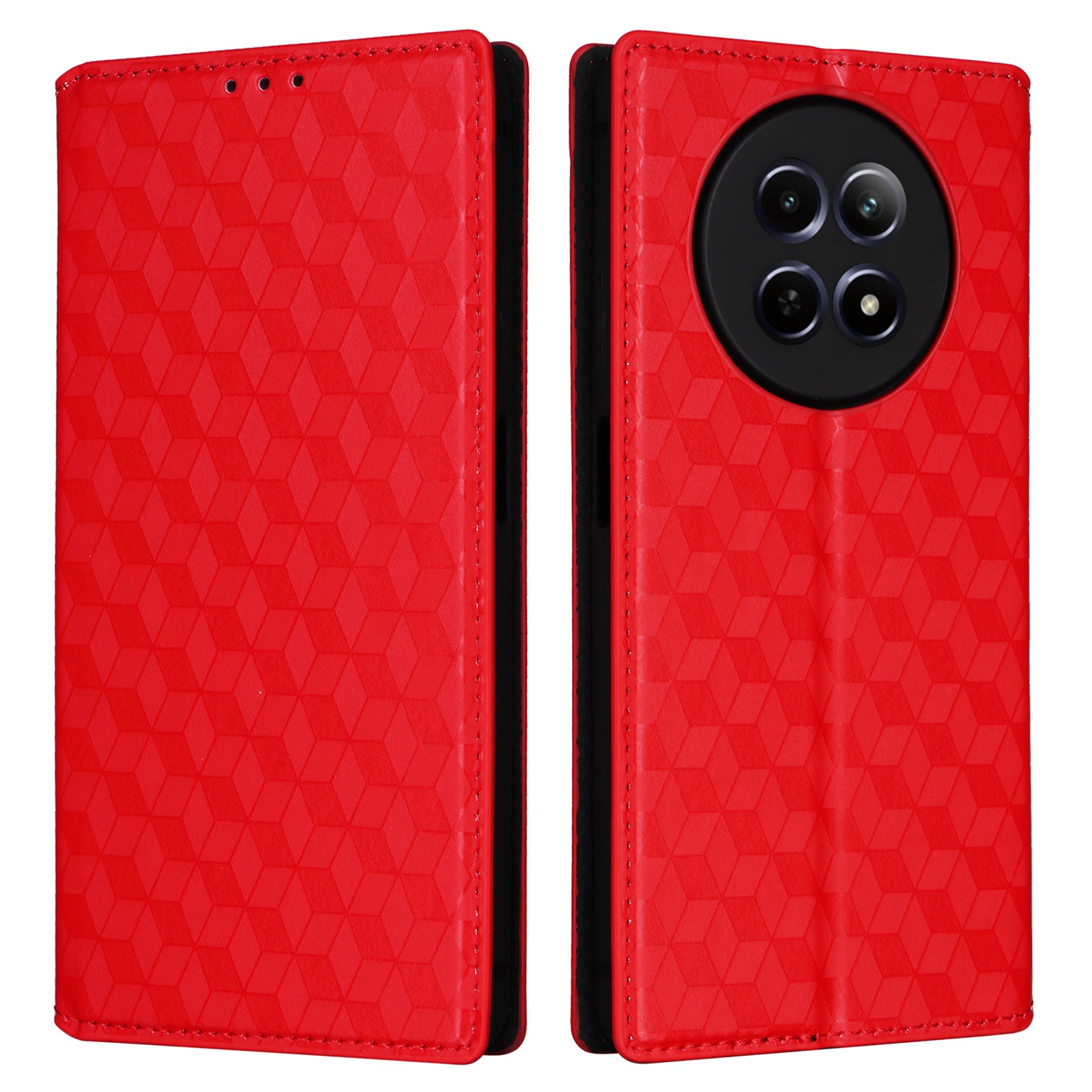 For Realme 12 / 12x 5G Case Anti-Scratch Rhombus Imprinting Leather Phone Cover